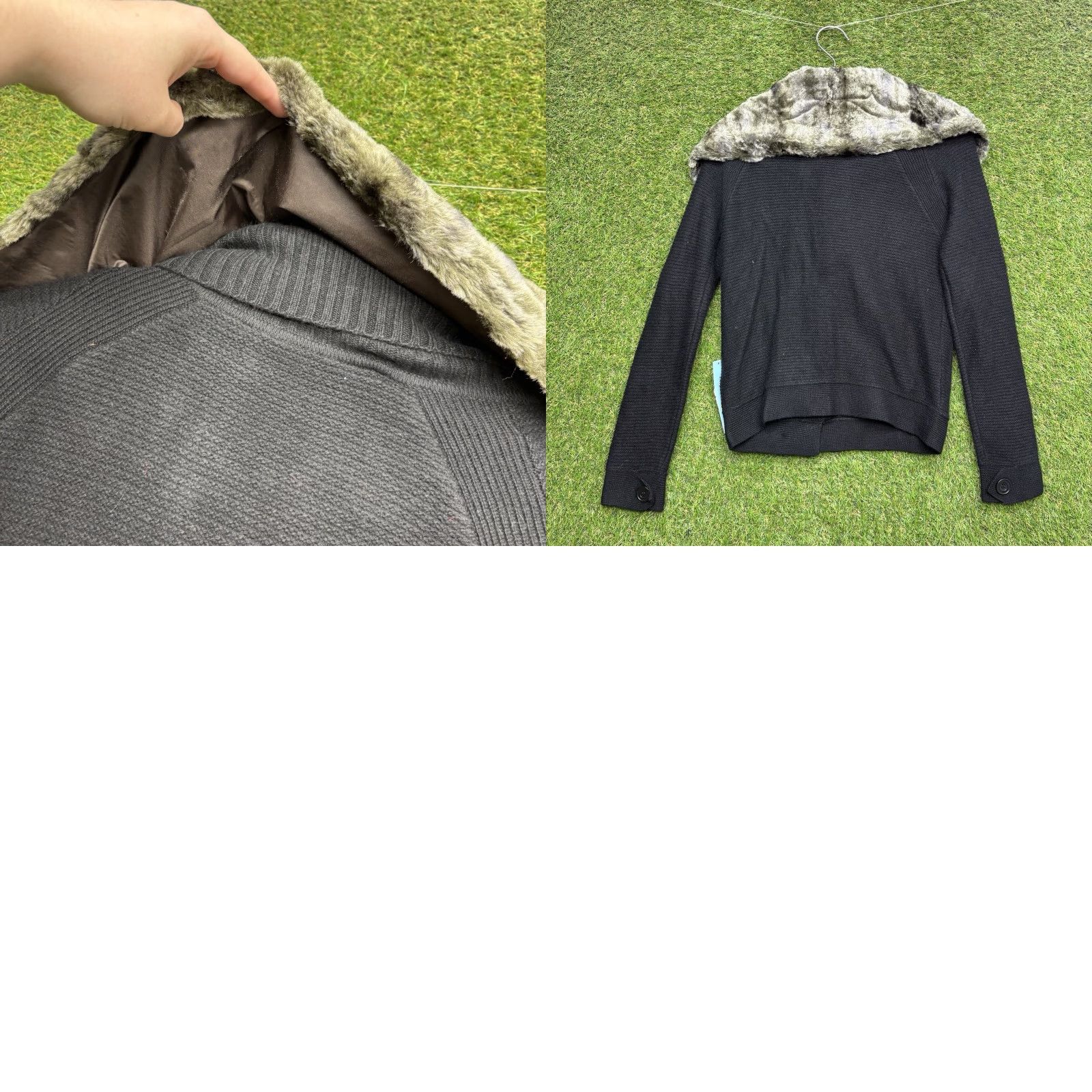 Vintage Antonio Melani Cardigan Womens S Black Cashmere Fur Trim Zip NWT Sweater Size S / US 4 / IT 40 - 9 Thumbnail