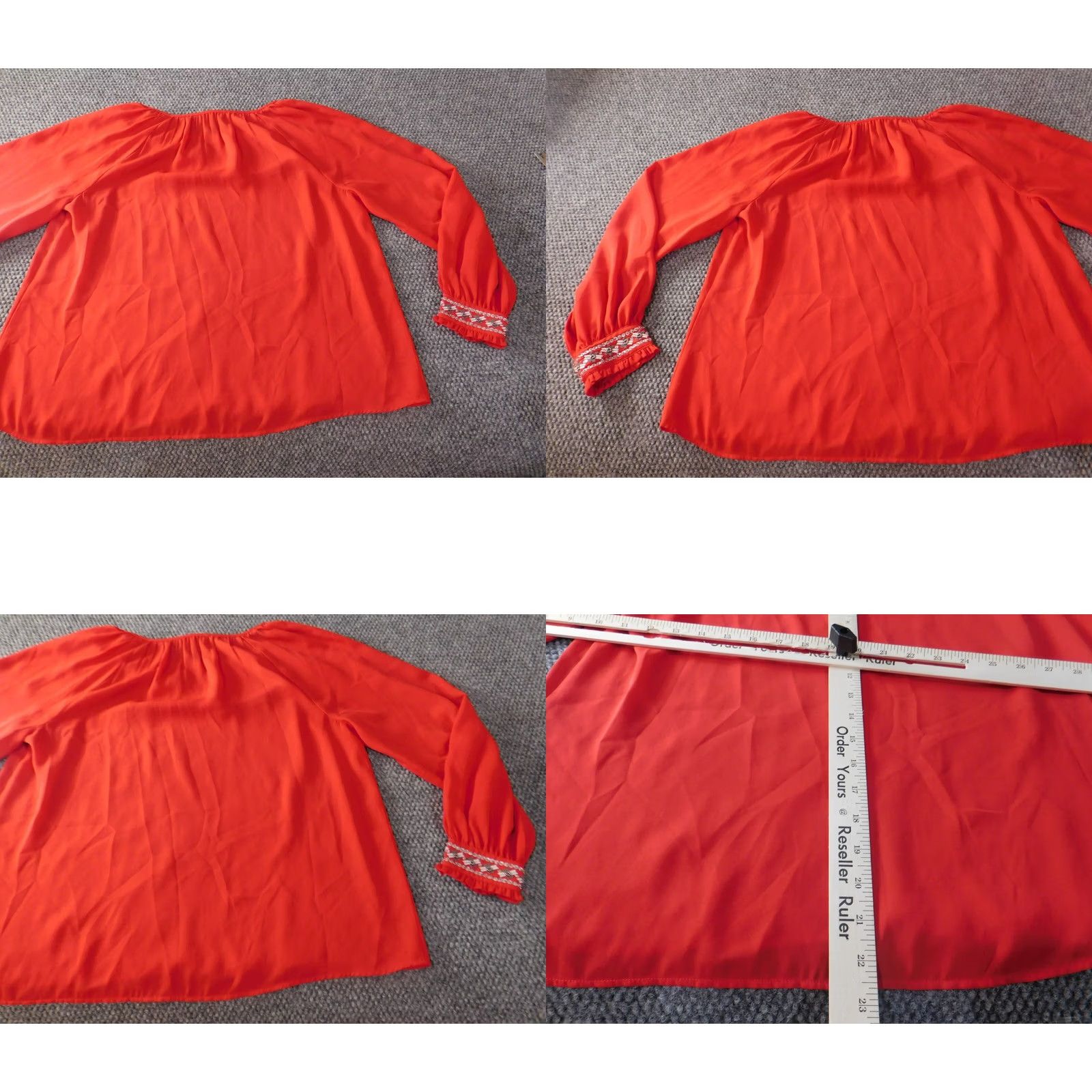 Vintage Crown & Ivy Blouse S Women Red Crew Neck Knit Cotton Rayon Solid Long Sleeve Casual Stretch Regular, Basic, Pullover, Basic Style Size S / US 4 / IT 40 - 8 Thumbnail