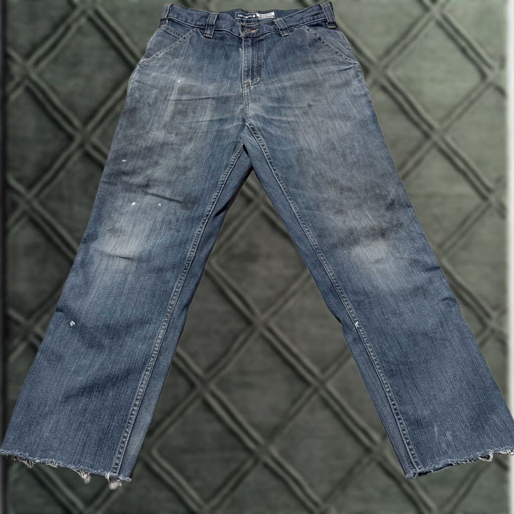 Carhartt Carhartt Jeans Men Blue Denim Stretch Relaxed 5-Pocket 30x25.5 Modern City Rise Mid Frayed Denim Jeans Men Size US 30 / EU 46 - 1 Thumbnail