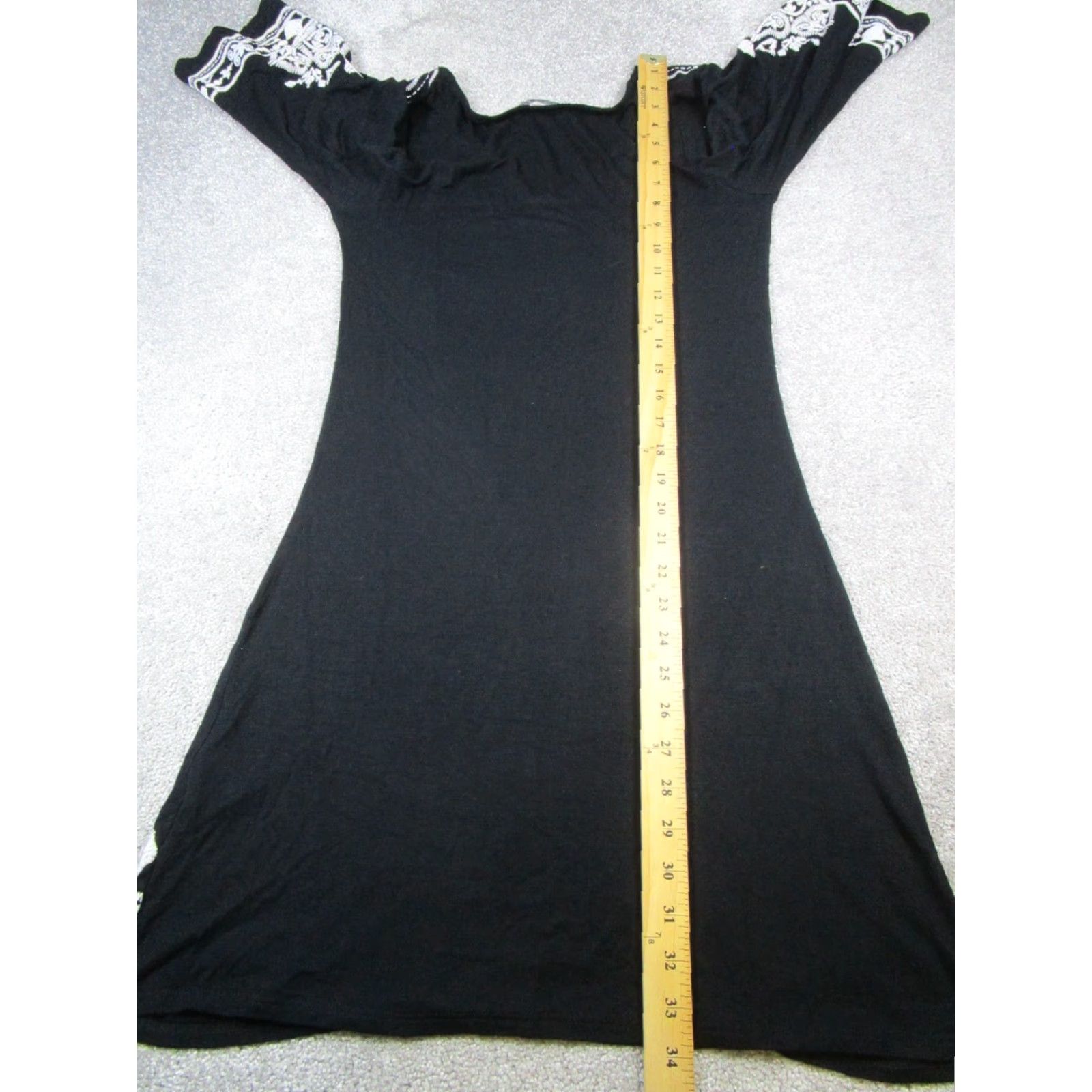 Vintage VINTAGE Courage.b Dress Womens Short Sleeve V-Neck Pullover Embroidered Geometric Casual Black White 2010s Ladies Size L / US 10 / IT 46 - 7 Thumbnail