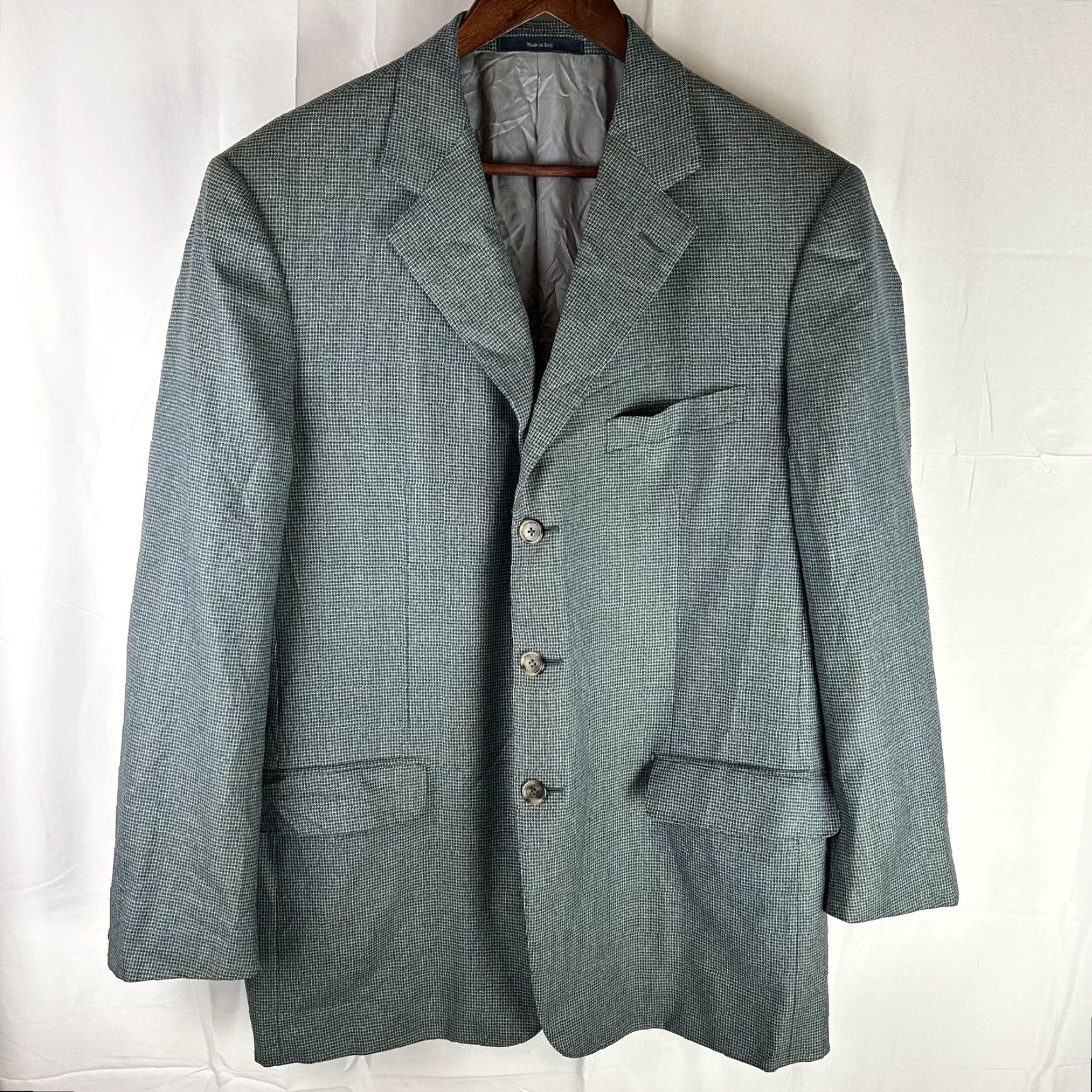 Ermenegildo Zegna Ermenegildo Zegna Sport Coat Mens 46 Blue Green Check Trofeo Wool Italy Blazer Size 46R - 2 Thumbnail