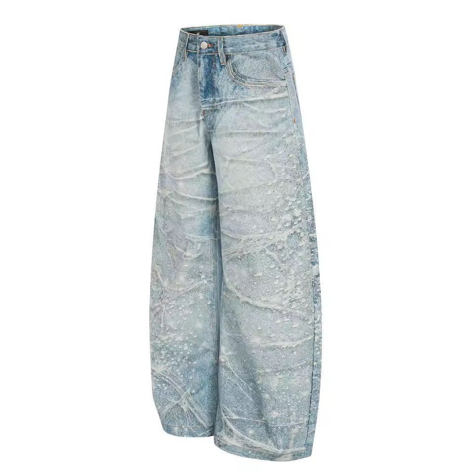 Jean Streetwear Baggy Rhinestone Loose Pants Jeans Size US 32 / EU 48 - 6 Thumbnail