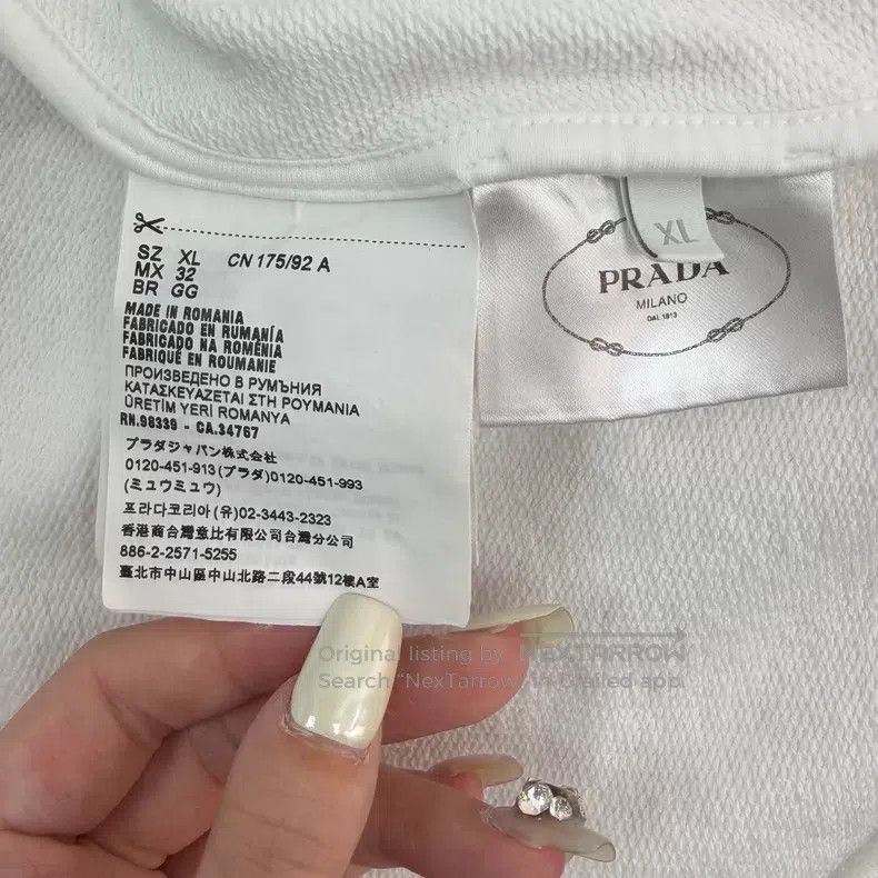 Prada Prada White triangle patch zipper hoodie Size US XL / EU 56 / 4 - 7 Thumbnail