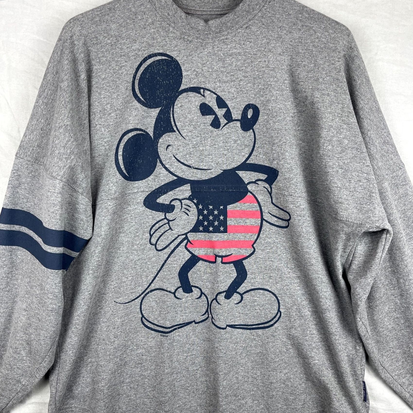 Disney Mickey Mouse Shirt Mens Medium Spirit Jersey Disney Gray Long Sleeve Puffy Print Size US M / EU 48-50 / 2 - 2 Thumbnail