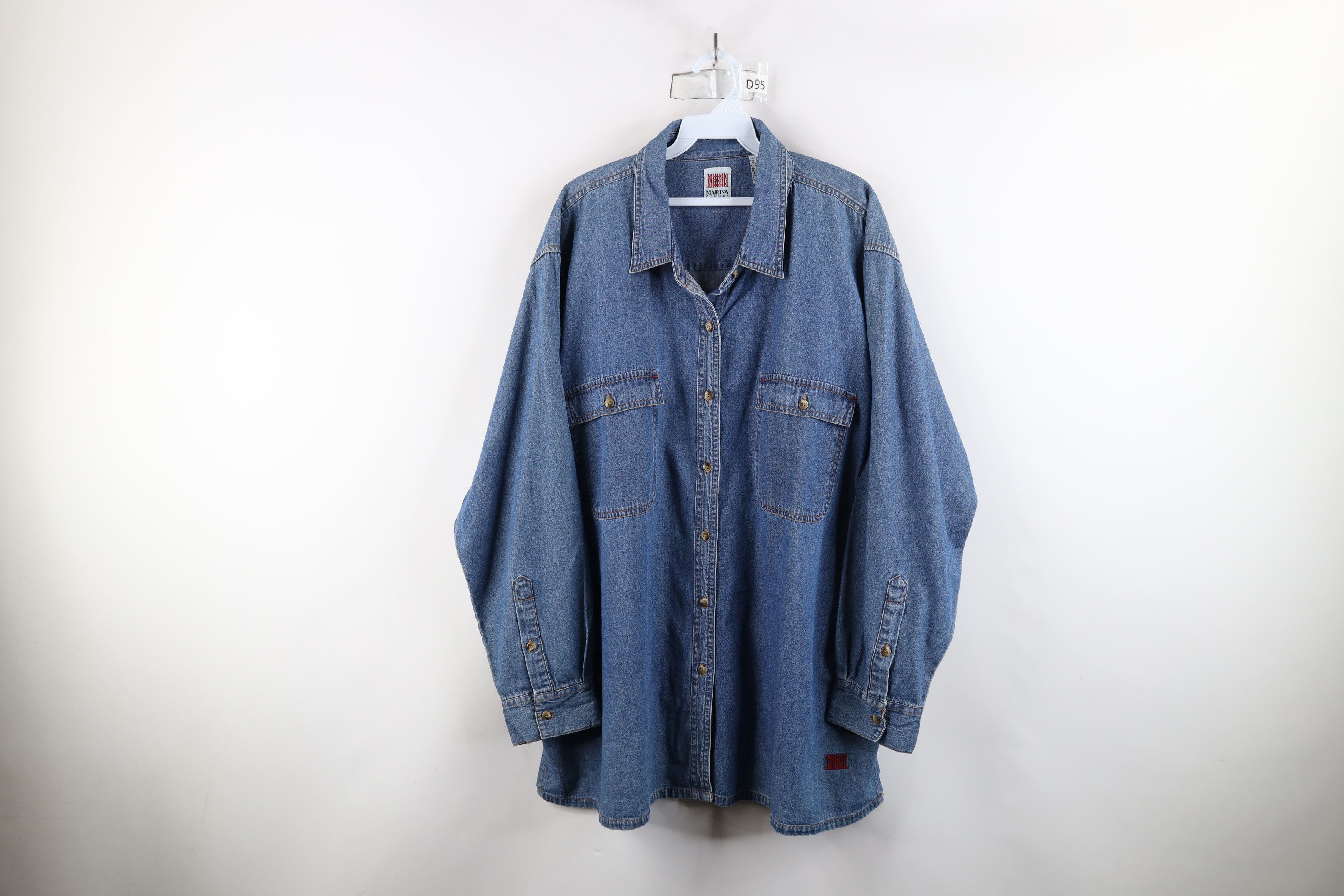 Vintage Vintage 90s Streetwear Collared Denim Jean Button Shirt Size 3XL / US 20-22 - 1 Thumbnail
