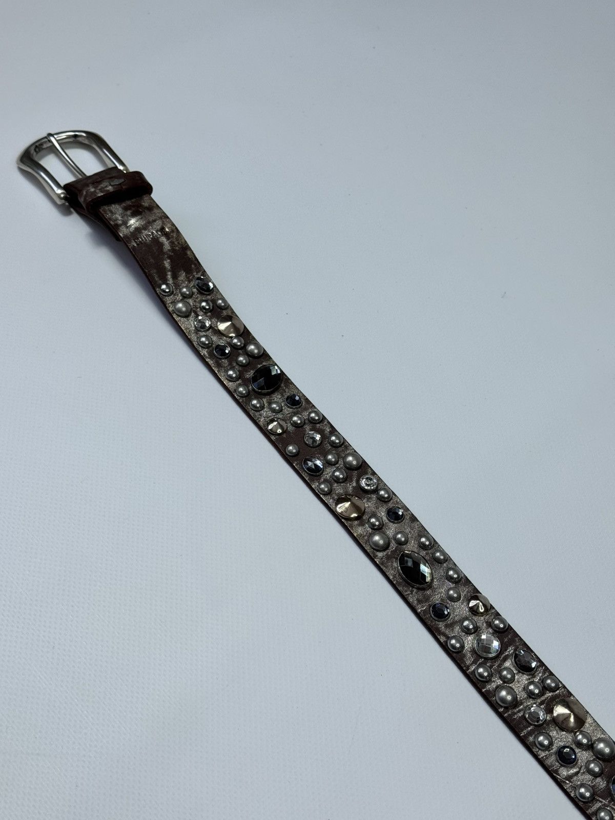 Other Y2k NURAGE Rhinestone Leather Belt Crystal Embellished Size ONE SIZE - 5 Thumbnail