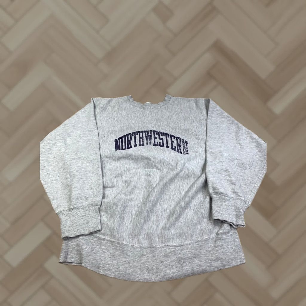 Champion VINTAGE Champion Reverse Weave Sweatshirt Northwestern XL Distress 80s College University Men Gray Cotton Crew Neck Long Sleeve Pullover Regular 13121 Size US XL / EU 56 / 4 - 1 Thumbnail