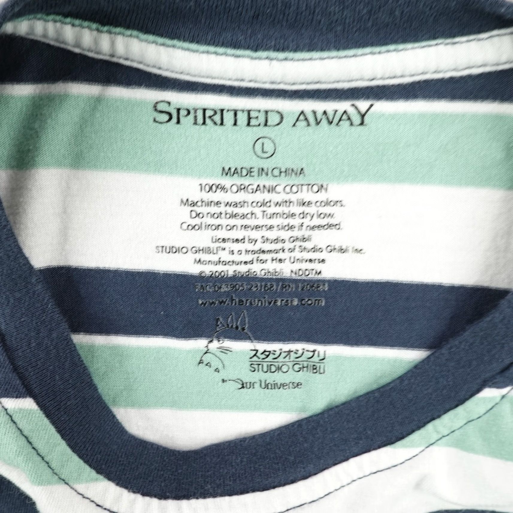Vintage VINTAGE Spirited Away Shirt Anime Striped Men's Large Green Crew Neck T-Shirt Size US L / EU 52-54 / 3 - 7 Thumbnail