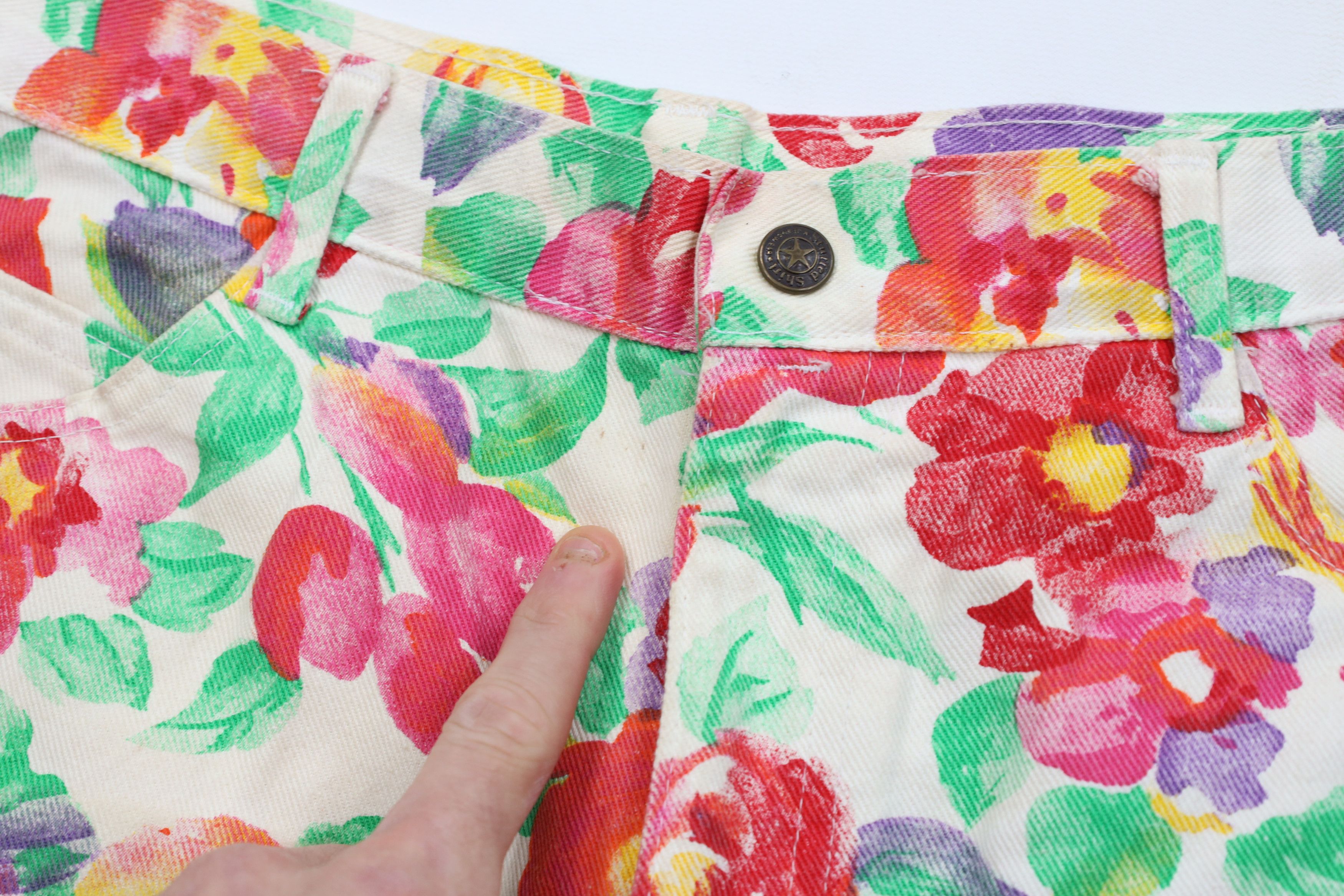Vintage Vintage 90s Streetwear Flower Denim Jean Shorts USA Size 32" / US 10 / IT 46 - 5 Thumbnail