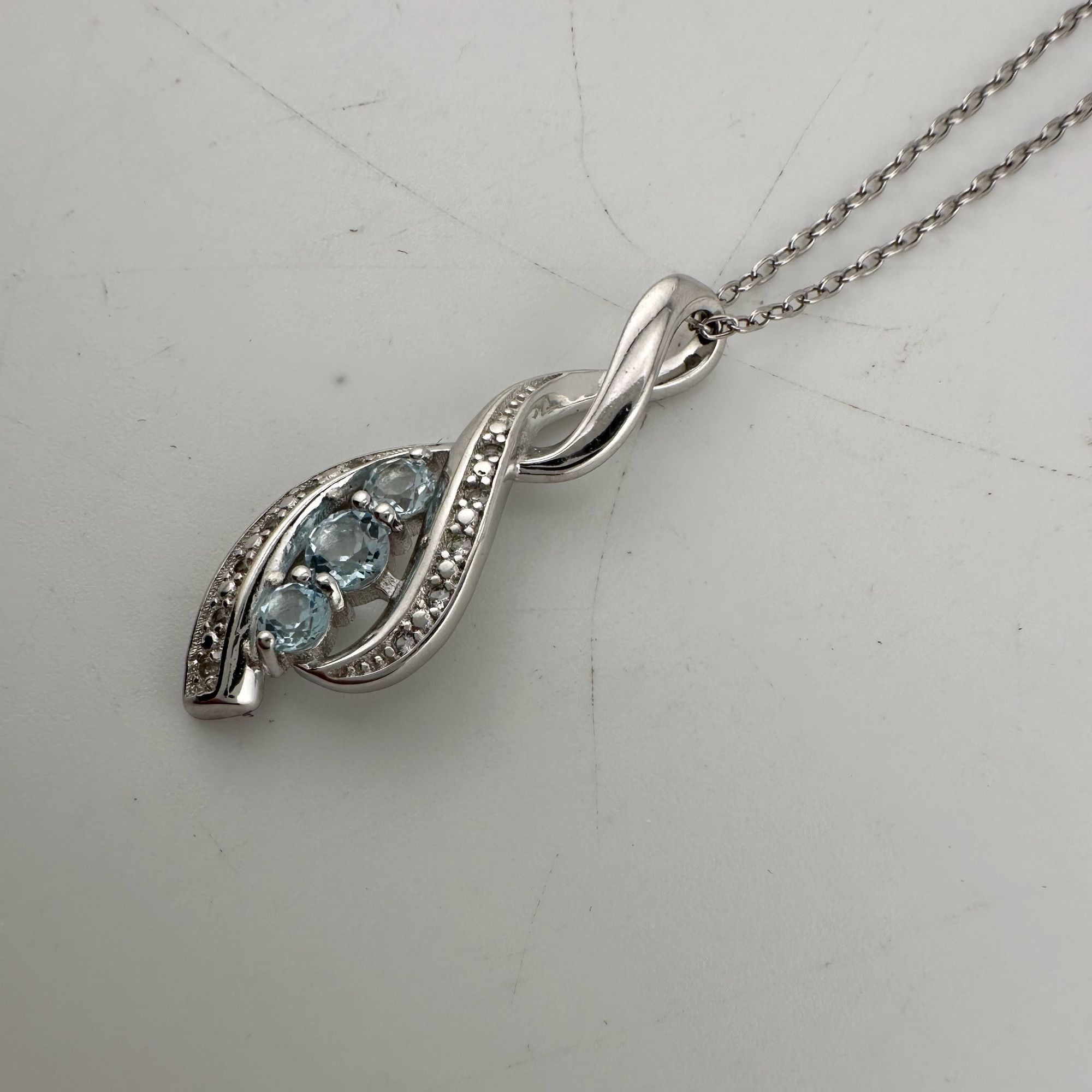 Other Blue Topaz Swirling Ribbon Necklace with Diamond Accent Size ONE SIZE - 9 Thumbnail