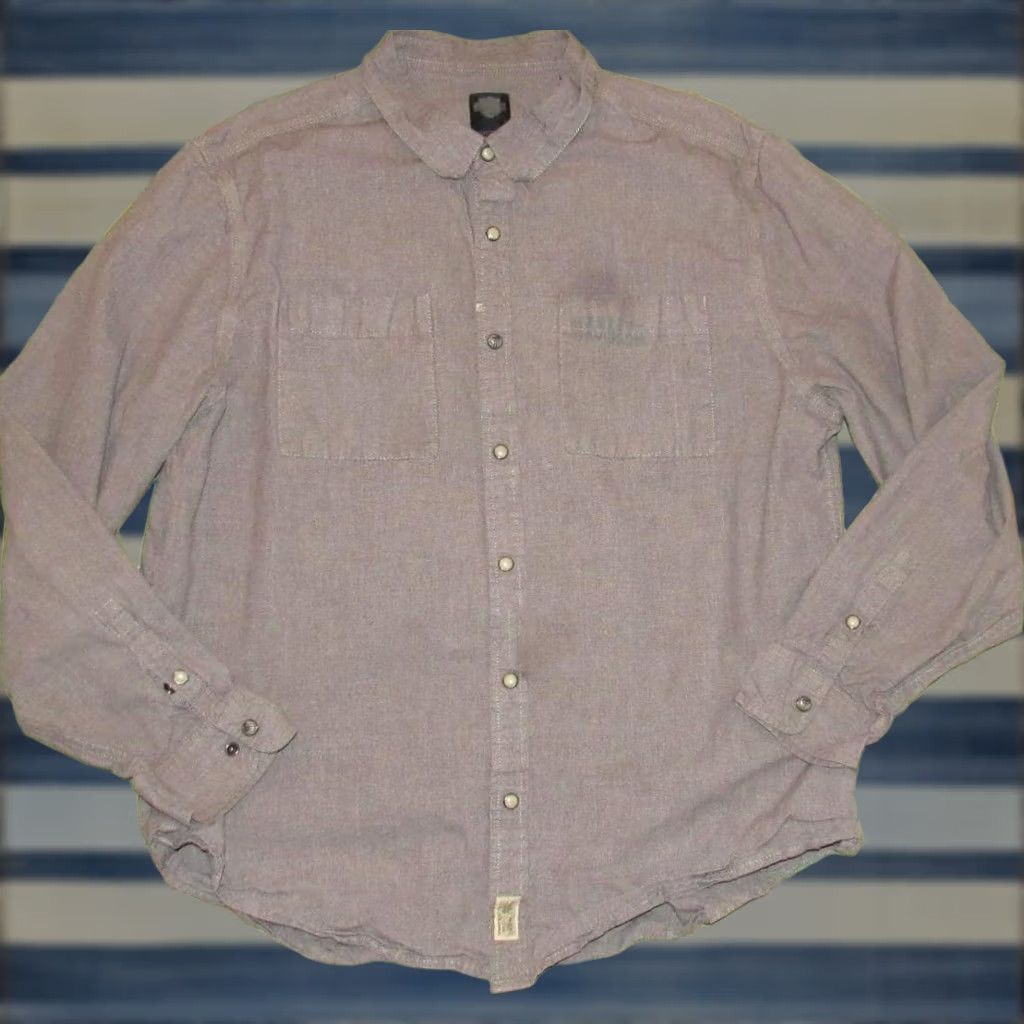 Harley Davidson HARLEY-DAVIDSON Shirt Long Sleeve Pearl Snap 2XL Adult Light Brown Mens Size US XXL / EU 58 / 5 - 1 Thumbnail