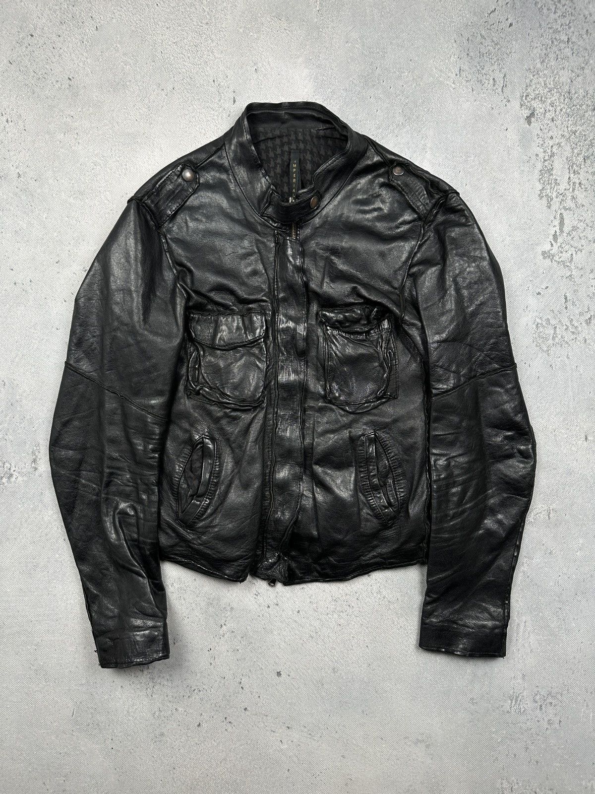 Imperial Imperial Vintage Black Leather Jacket Made in Italy Archive Size L / US 10 / IT 46 - 5 Thumbnail