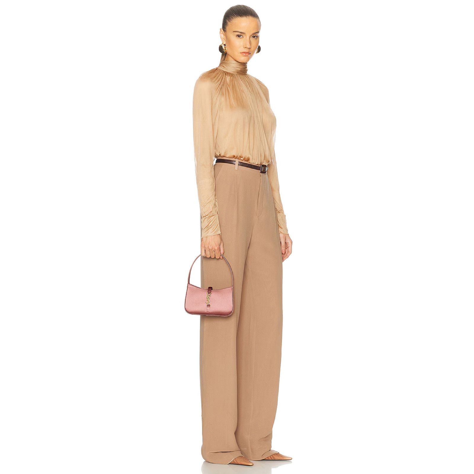 Yves Saint Laurent Saint Laurent Mini Le 5 A 7 Hobo Dragee Pink Satin Gold YSL Size ONE SIZE - 3 Thumbnail