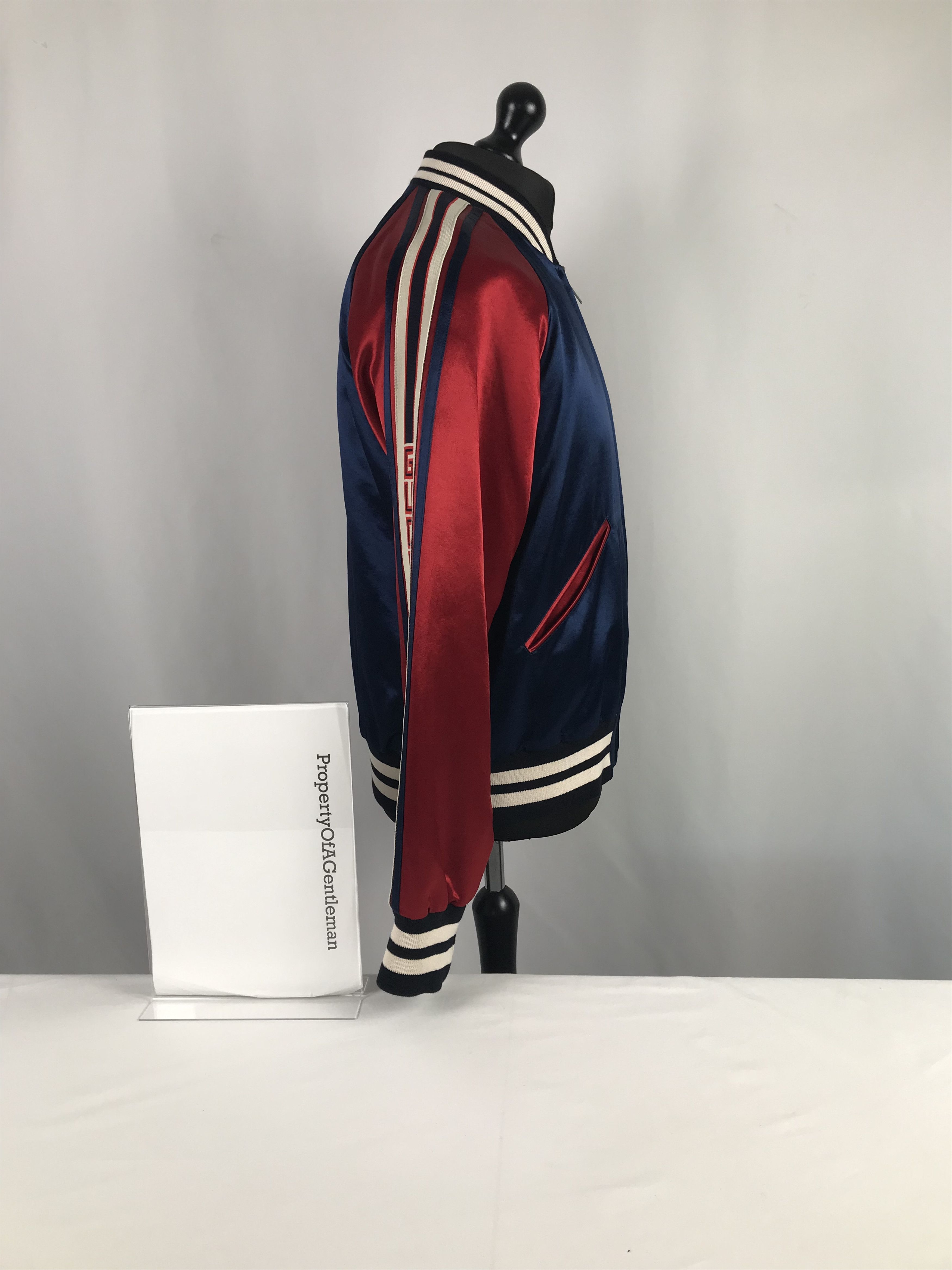 Gucci Gucci Blue & Red Silk Bomber Jacket Size US L / EU 52-54 / 3 - 2 Thumbnail