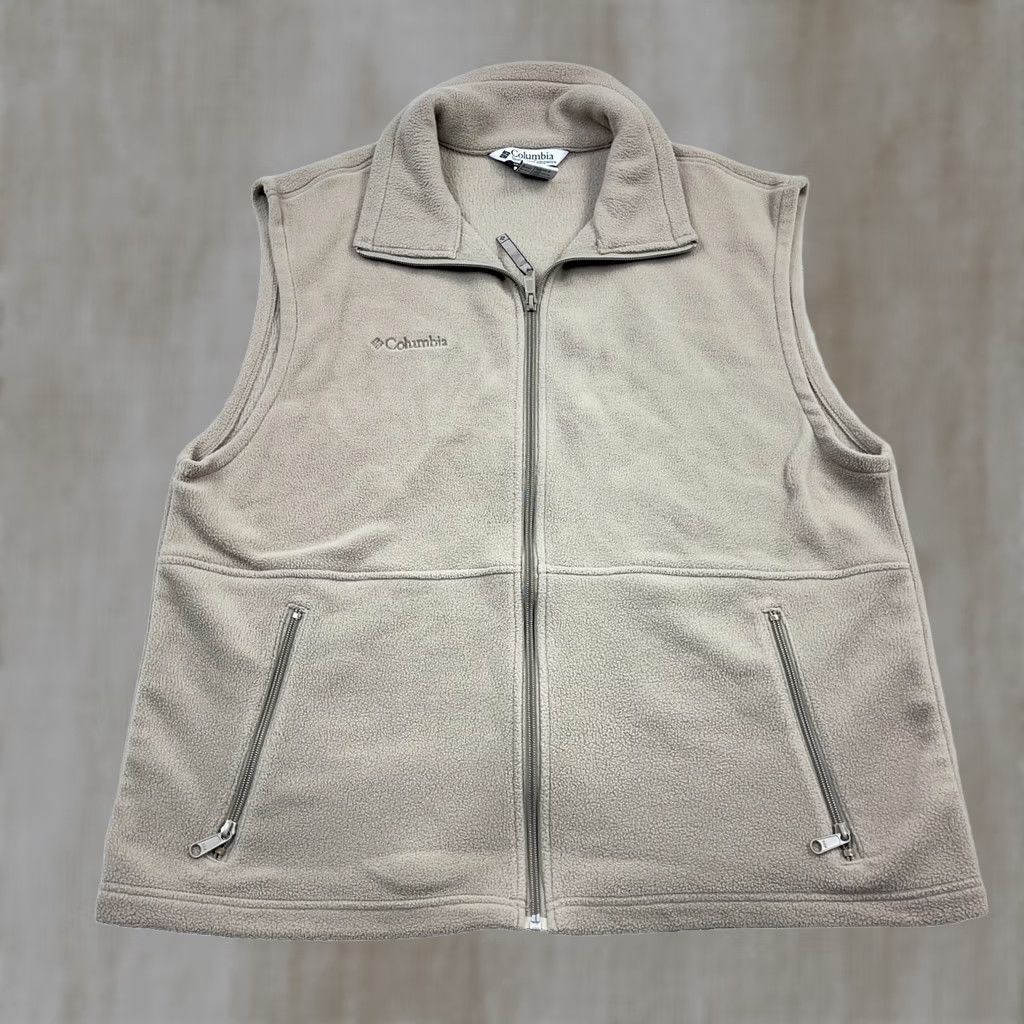 Vintage Columbia Vest Men L Tan Beige Fleece Full Zip Benton Springs Zip Pockets Embroidered Logo Size US L / EU 52-54 / 3 - 1 Thumbnail
