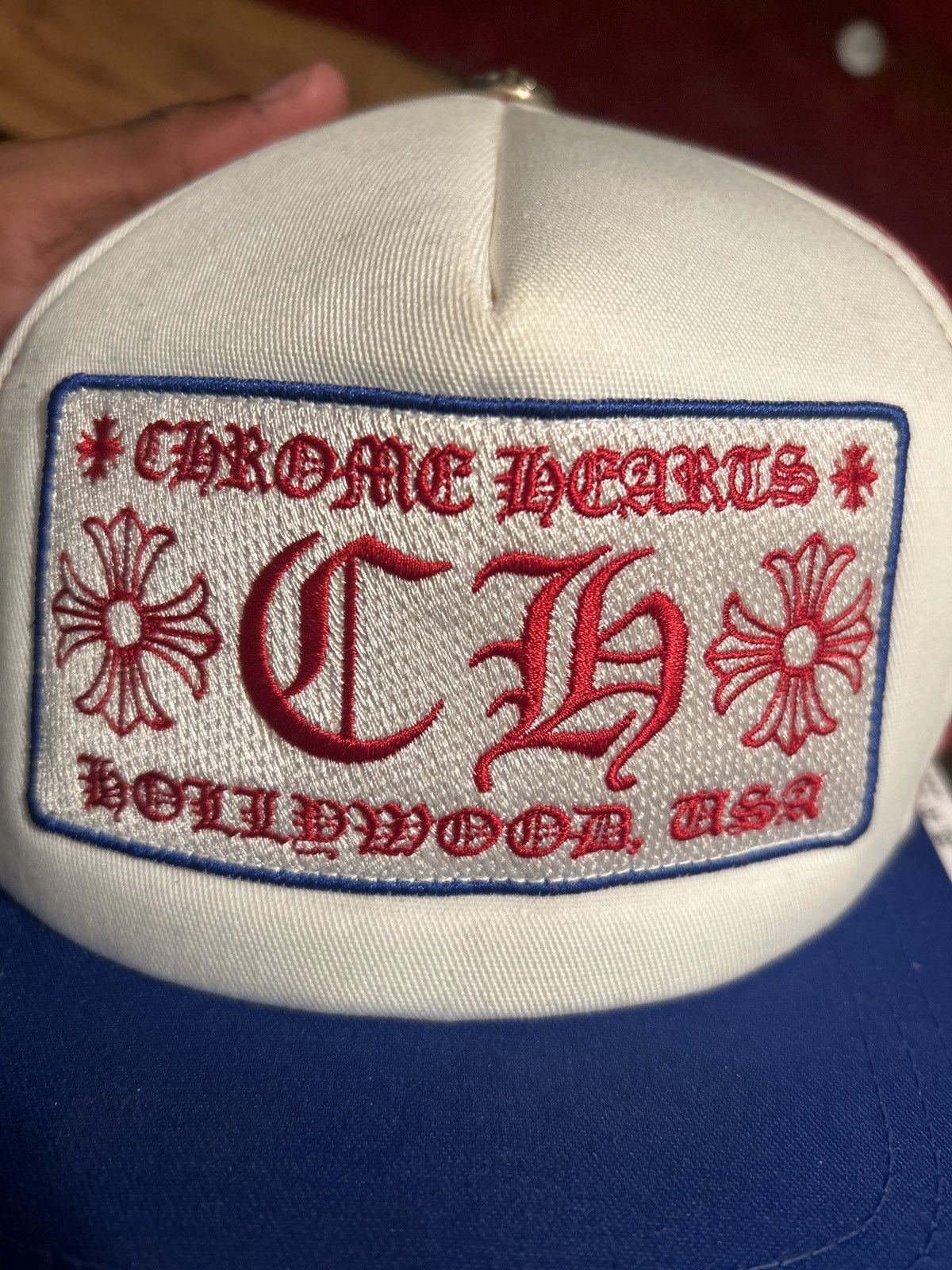 Chrome Hearts Hollywood USA Trucker Hat blue/white/red Size ONE SIZE - 10 Thumbnail