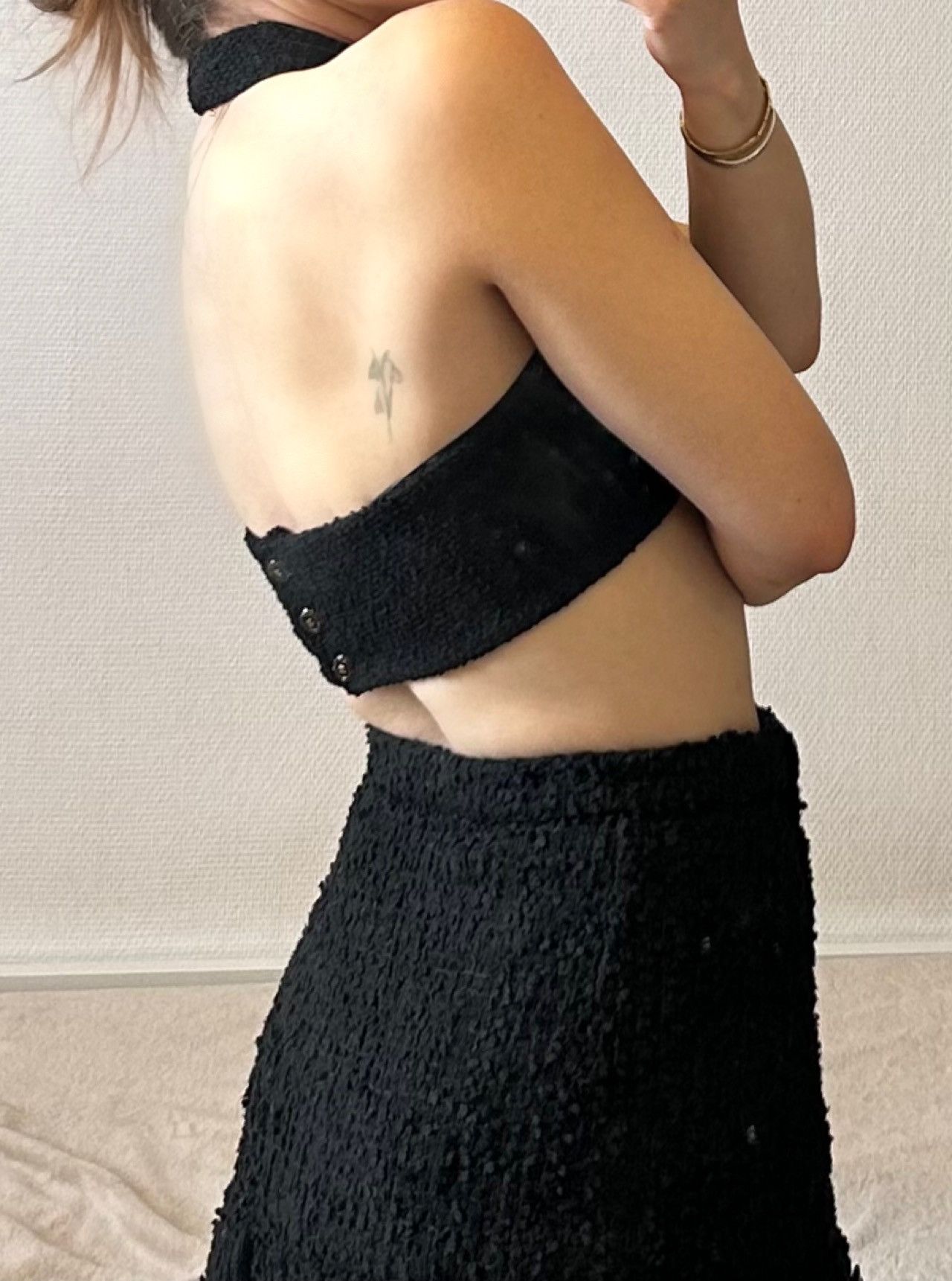 Chanel Chanel Tweed Cropped Halter Top - Black Size XS / US 0-2 / IT 36-38 - 3 Thumbnail