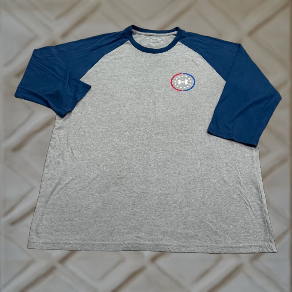 Under Armour Under Armour HeatGear T-Shirt Men Loose Graphic Raglan Long Sleeve Gray Blue Under armour HeatGear Size US L / EU 52-54 / 3 - 1 Thumbnail