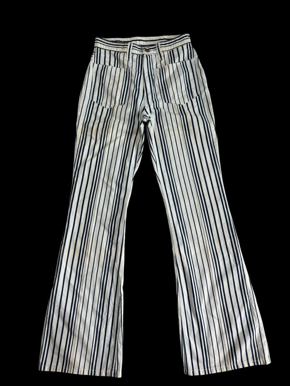 Japanese Brand British Lion Flare Pants Stripe Hippies Style Made in Japan Size US 27 - 1 Thumbnail