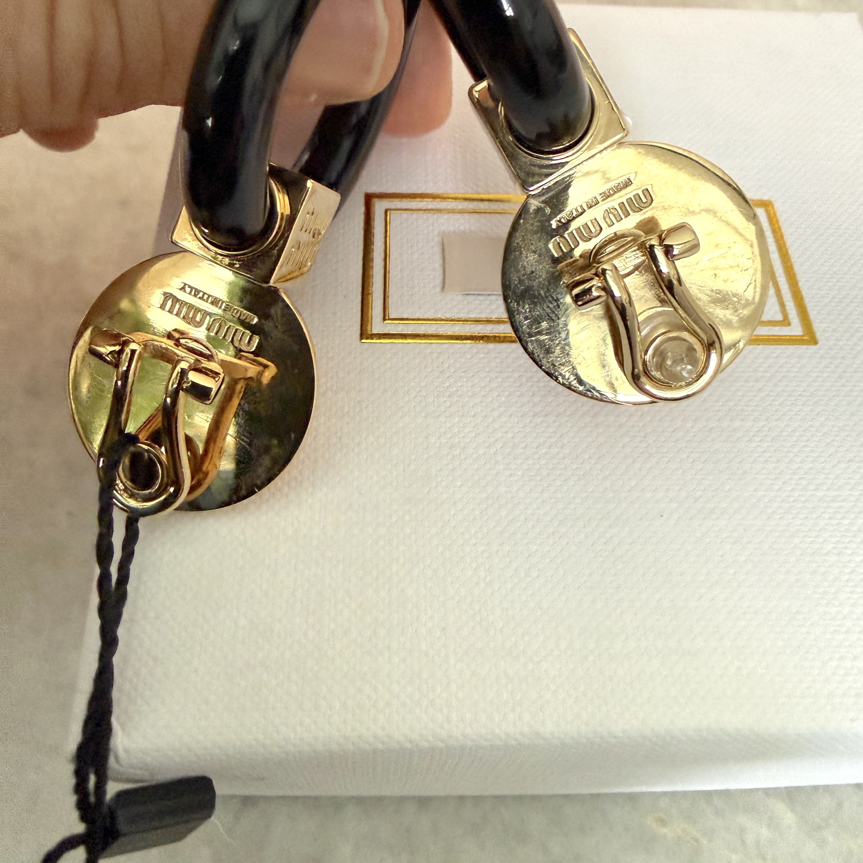 Miu Miu Miu Miu SIO079 Plex Gold & Black Crystal drop Earrings Size ONE SIZE - 12 Thumbnail