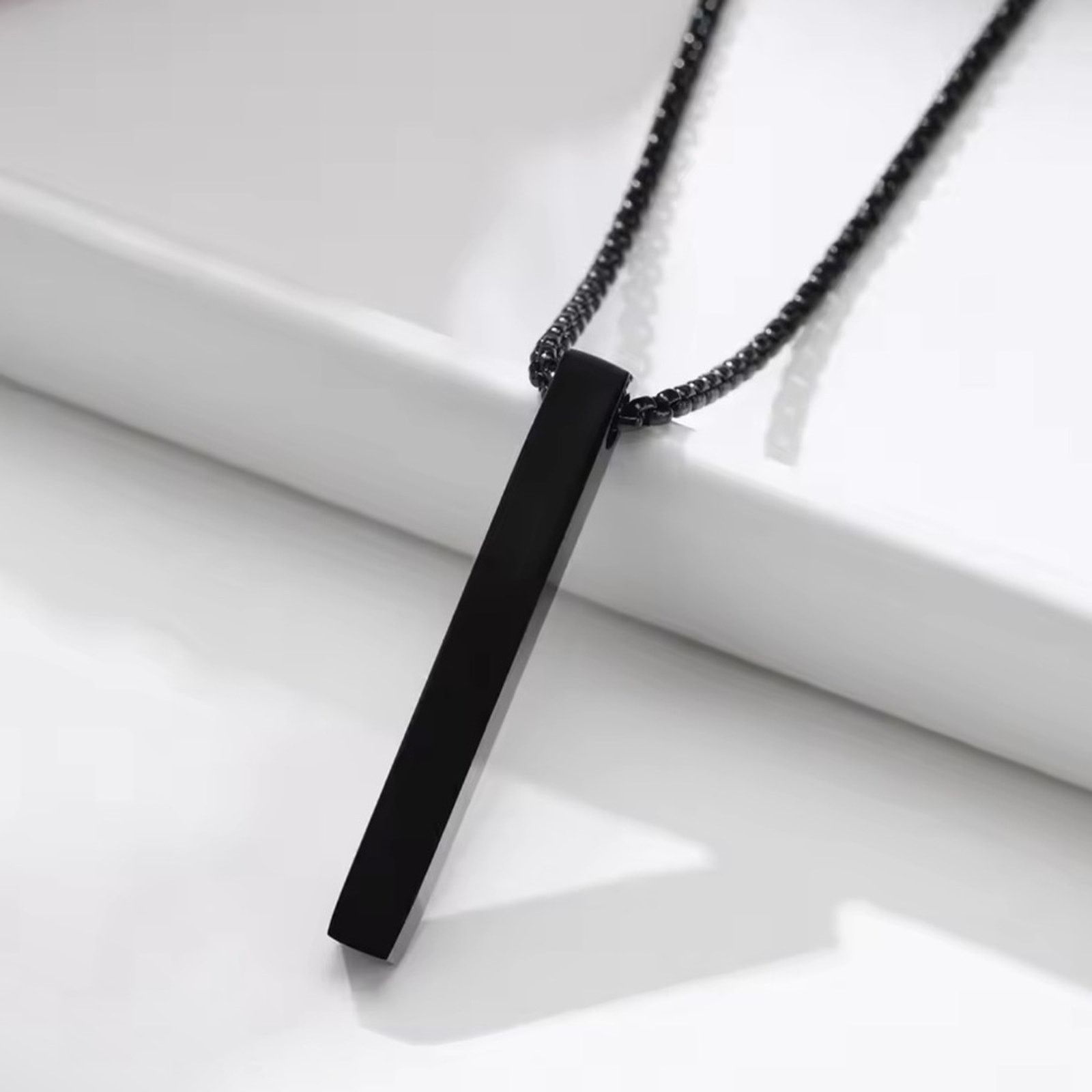 Other Men’s Stainless Steel Bar Chain Necklace Silver and Black Size ONE SIZE - 3 Thumbnail
