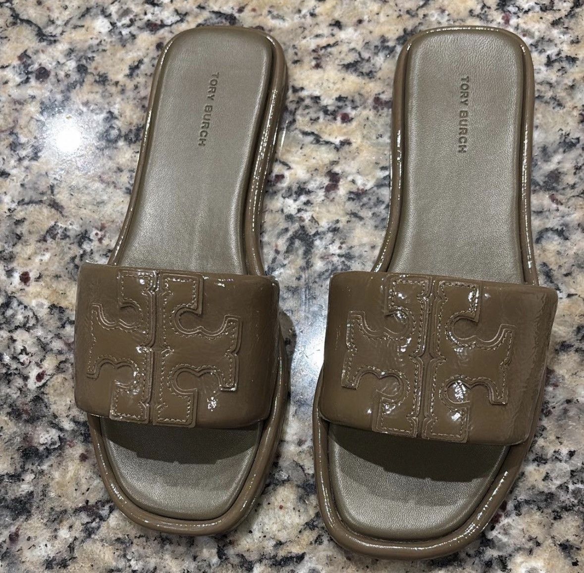 Tory Burch Toasted Sesame Tory Burch Double-T Leather Sport Slide Size US 8 / IT 38 - 1 Thumbnail