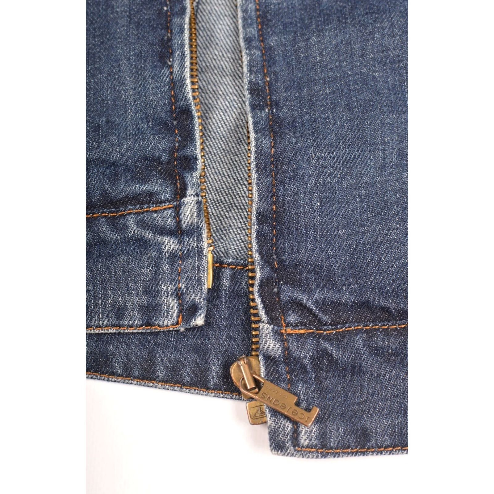 Vintage Iceberg Womens Full-Zip Denim Jacket Leather Trim Size L Blue Shirt Jacket Womens Leather Trim Size 36" / US 14 / IT 50 - 6 Thumbnail
