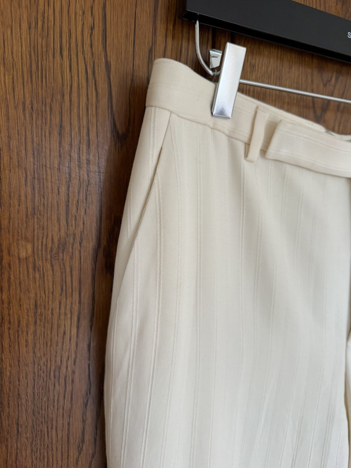 Saint Laurent Paris $1.35k SS22 Saint Laurent ivory pinstripe suit tuxedo pants Size 38L - 7 Thumbnail