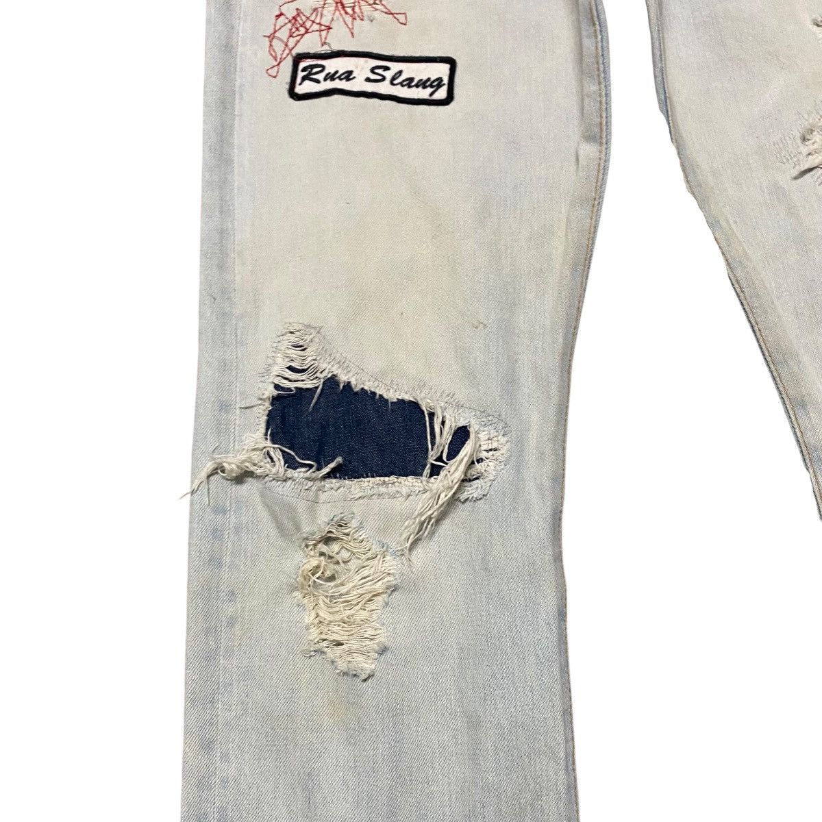 Japanese Brand RNA SLANG Denim Distressed Patchwork Jeans Size US 30 / EU 46 - 6 Thumbnail