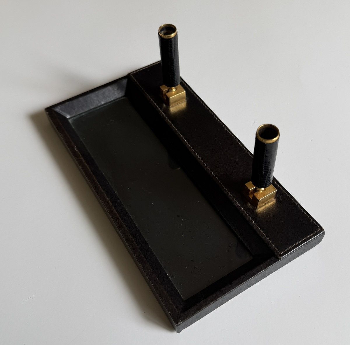 Gucci Vintage Gucci Dual Pen Holder Desk Set | Leather & Lizard Size ONE SIZE - 4 Thumbnail