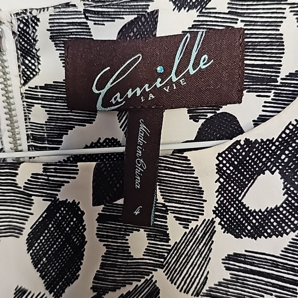 The Unbranded Brand Camille La Vie abstract black white midi zip up back dress 4 Size S / US 4 / IT 40 - 4 Thumbnail