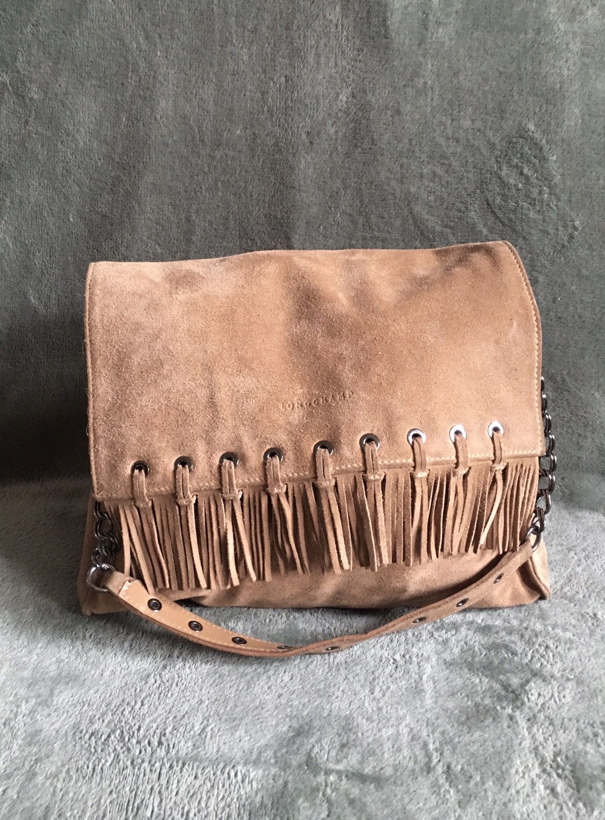 Longchamp Longchamp Paris Rocks Folk Suede Chain Flap Shoulder Bag Size ONE SIZE - 3 Thumbnail