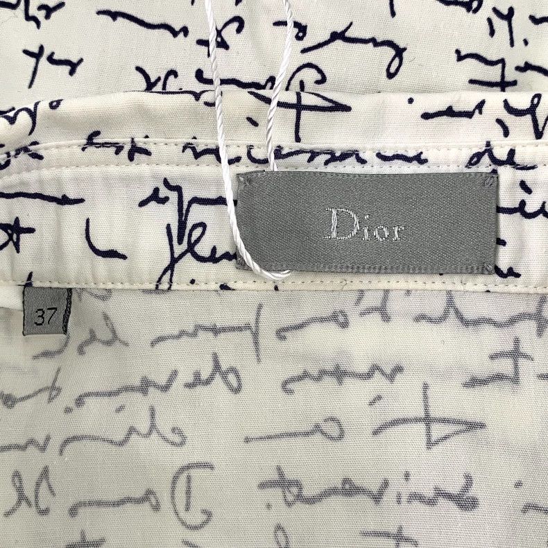 Dior Dior Size 37 White logo cursive full print cotton lapel lon Size US XXS / EU 40 - 5 Thumbnail