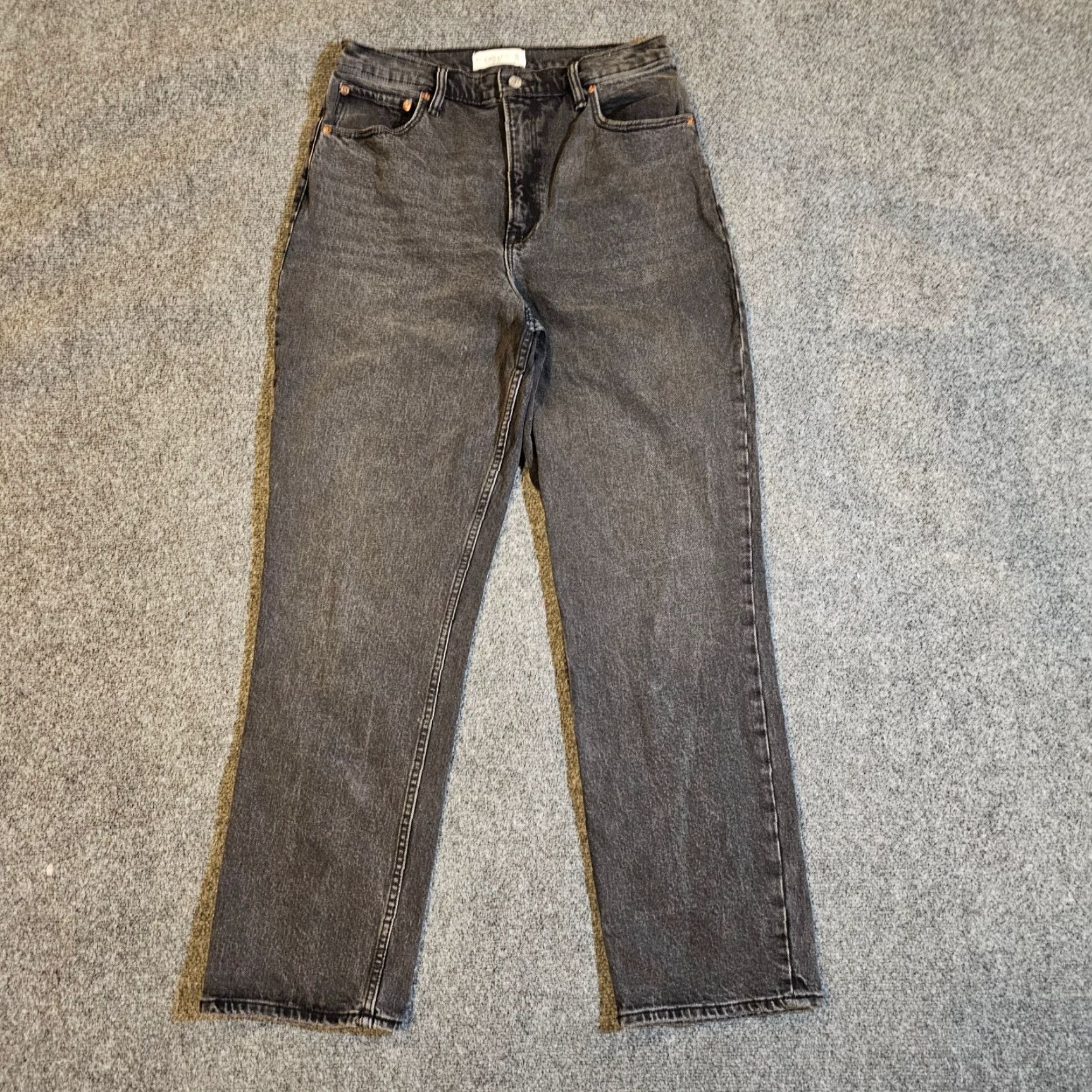 Abercrombie & Fitch Abercrombie & Fitch Jeans Womens 31 Black 90s Straight High Rise Distressed Baggy Footnotes: None Size 24" / US 00 / IT 34 - 2 Thumbnail