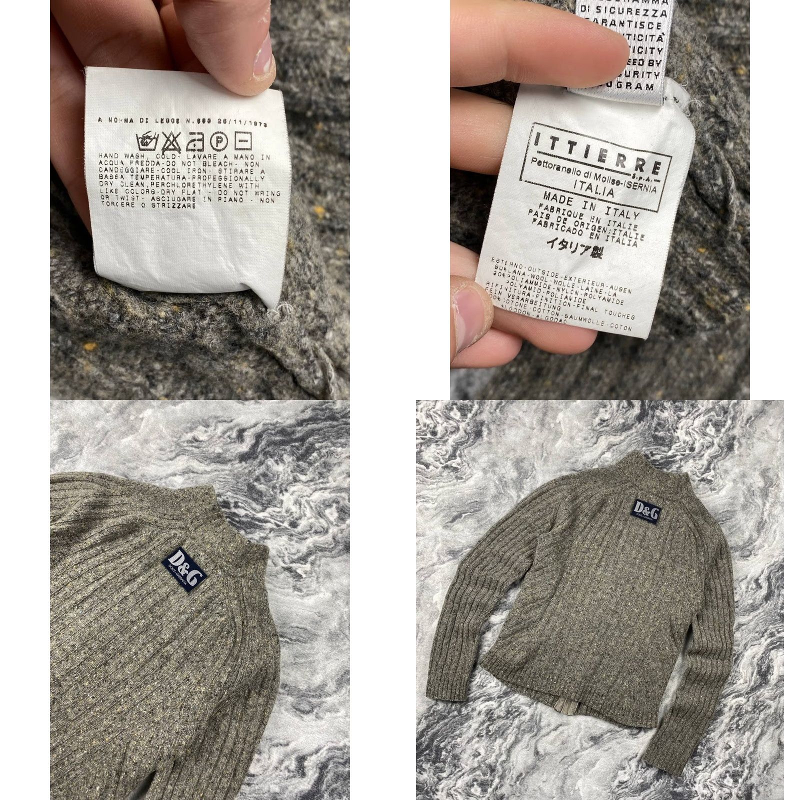 Dolce & Gabbana VINTAGE Dolce&Gabbana Knit Sweater Full Zip Men M Gray Wool Logo Size US M / EU 48-50 / 2 - 8 Thumbnail