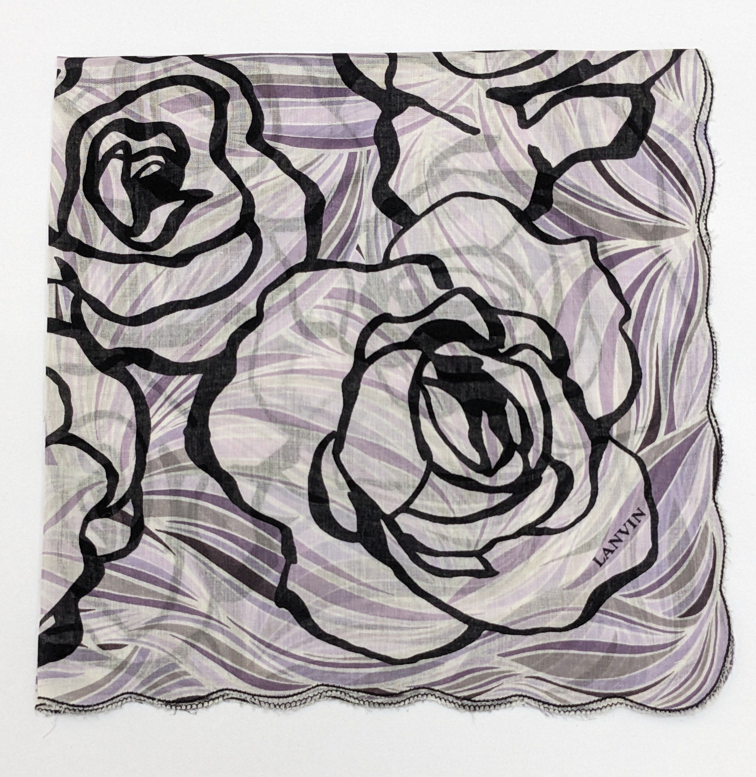Lanvin Vintage Lanvin Purple Floral Rose Scalloped Handkerchief Size ONE SIZE - 1 Thumbnail