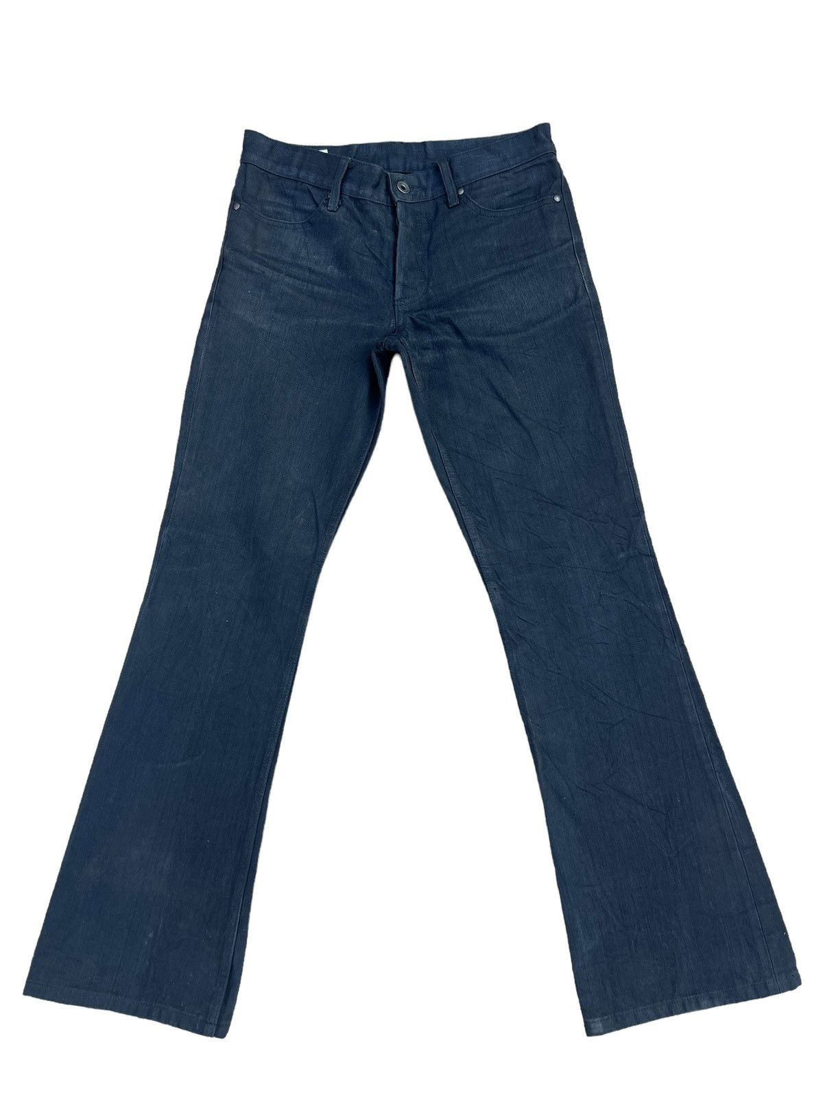 image of Shellac Japan Waxed Black Denim Bootcut Jeans, Men's (Size 29)