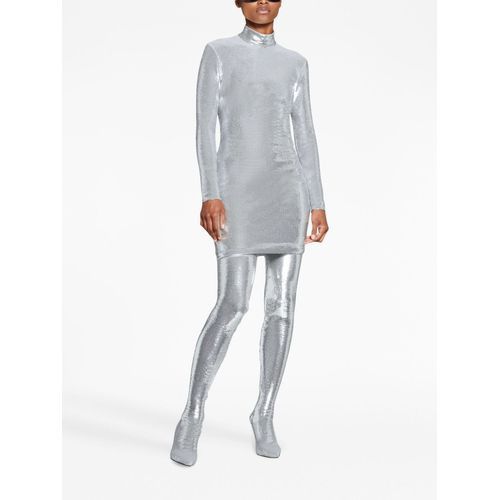 Balenciaga o1la1rc1a1024 Turtleneck Crystal Dress in Silver Size S / US 4 / IT 40 - 2 Thumbnail