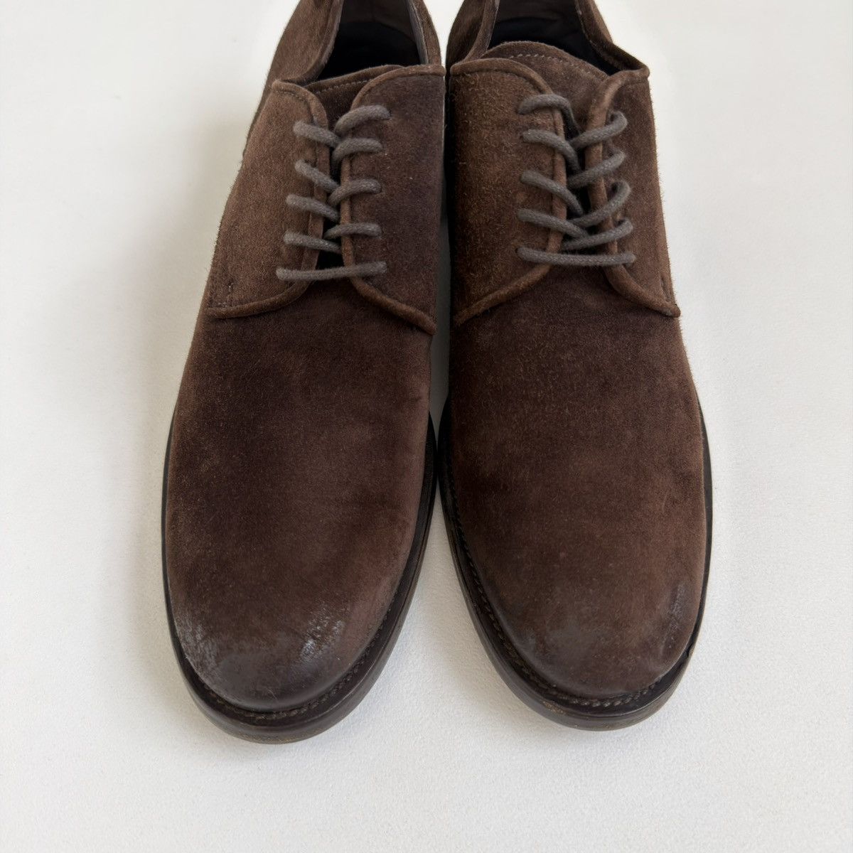 Prada Brown Suede Burnished Tips Shoes Size US 7 / IT 37 - 12 Thumbnail