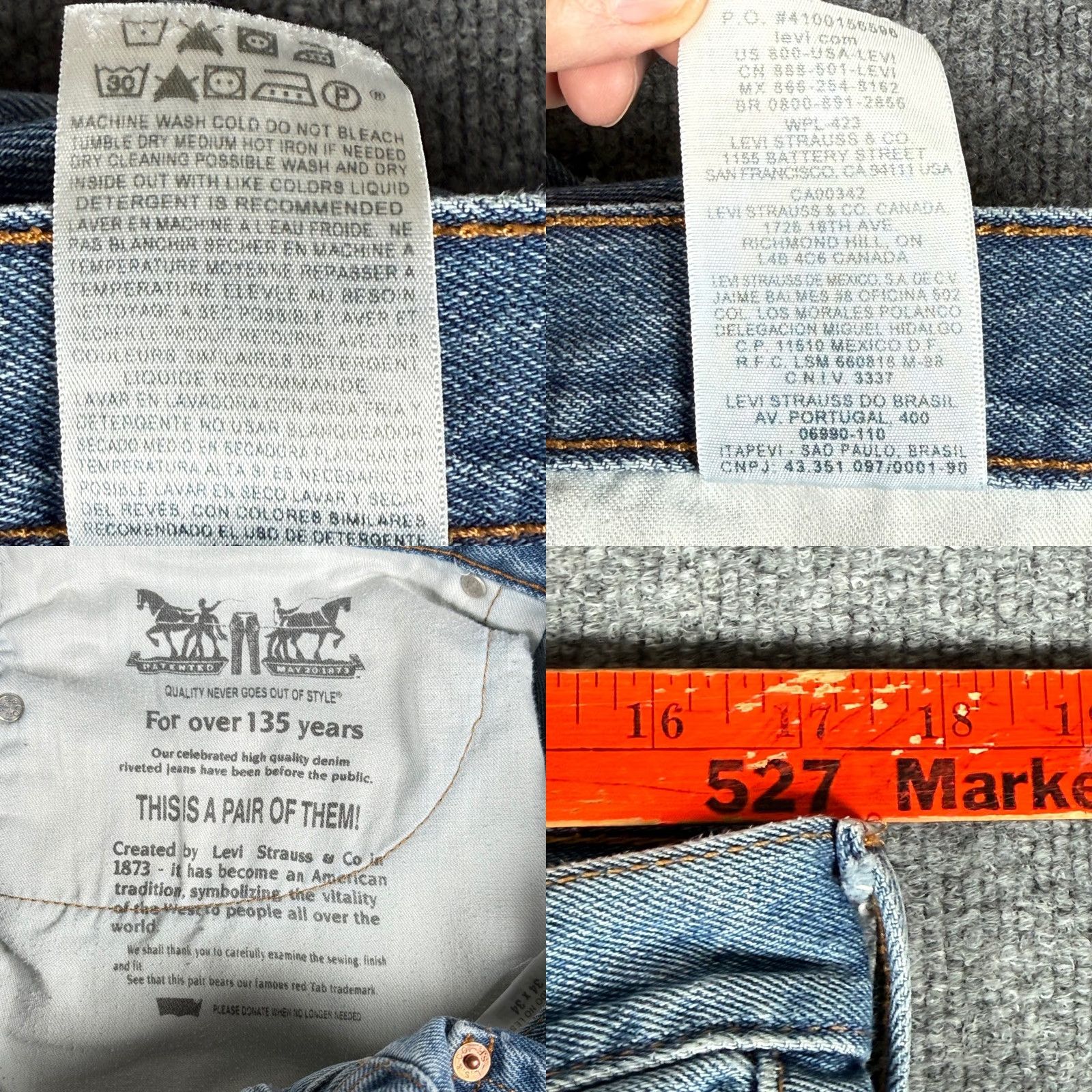 Levi's Levi's 505 Regular Fit Straight Jeans 34x34 Blue Denim Mens Jeans Straight Leg 34 Inseam Regular Fit Vintage No Size US 34 / EU 50 - 8 Thumbnail