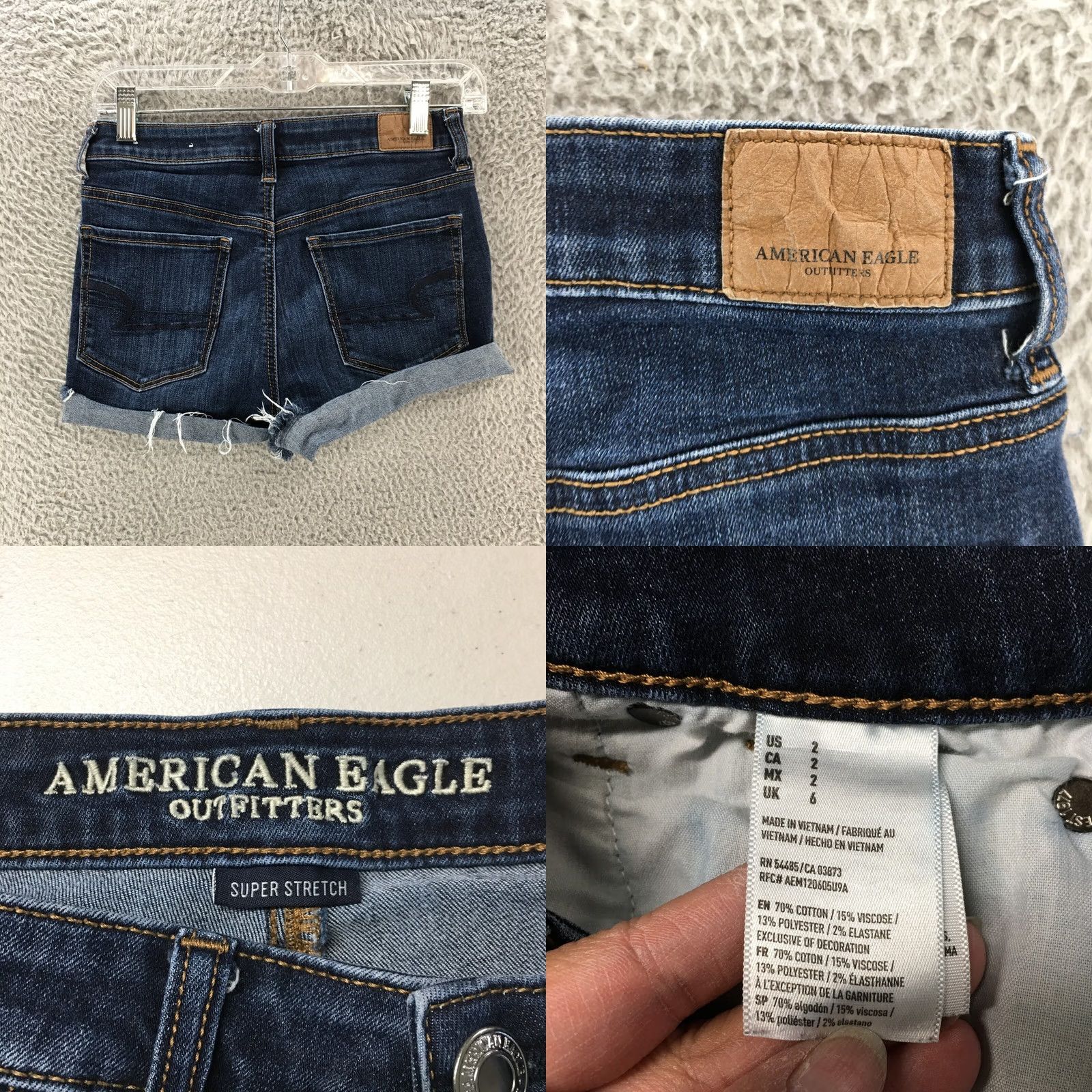 American Eagle Outfitters American Eagle Outfitters Super Stretch Cut-Off Shorts Womens 2 Blue Denim Zip Size 26" / US 2 / IT 38 - 8 Thumbnail