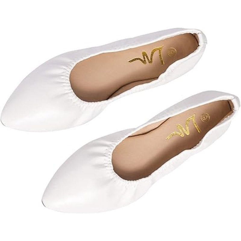 Other LM Women's Size 7 White Faux Leather Pointy Toe Flats Size US 7 / IT 37 - 5 Thumbnail
