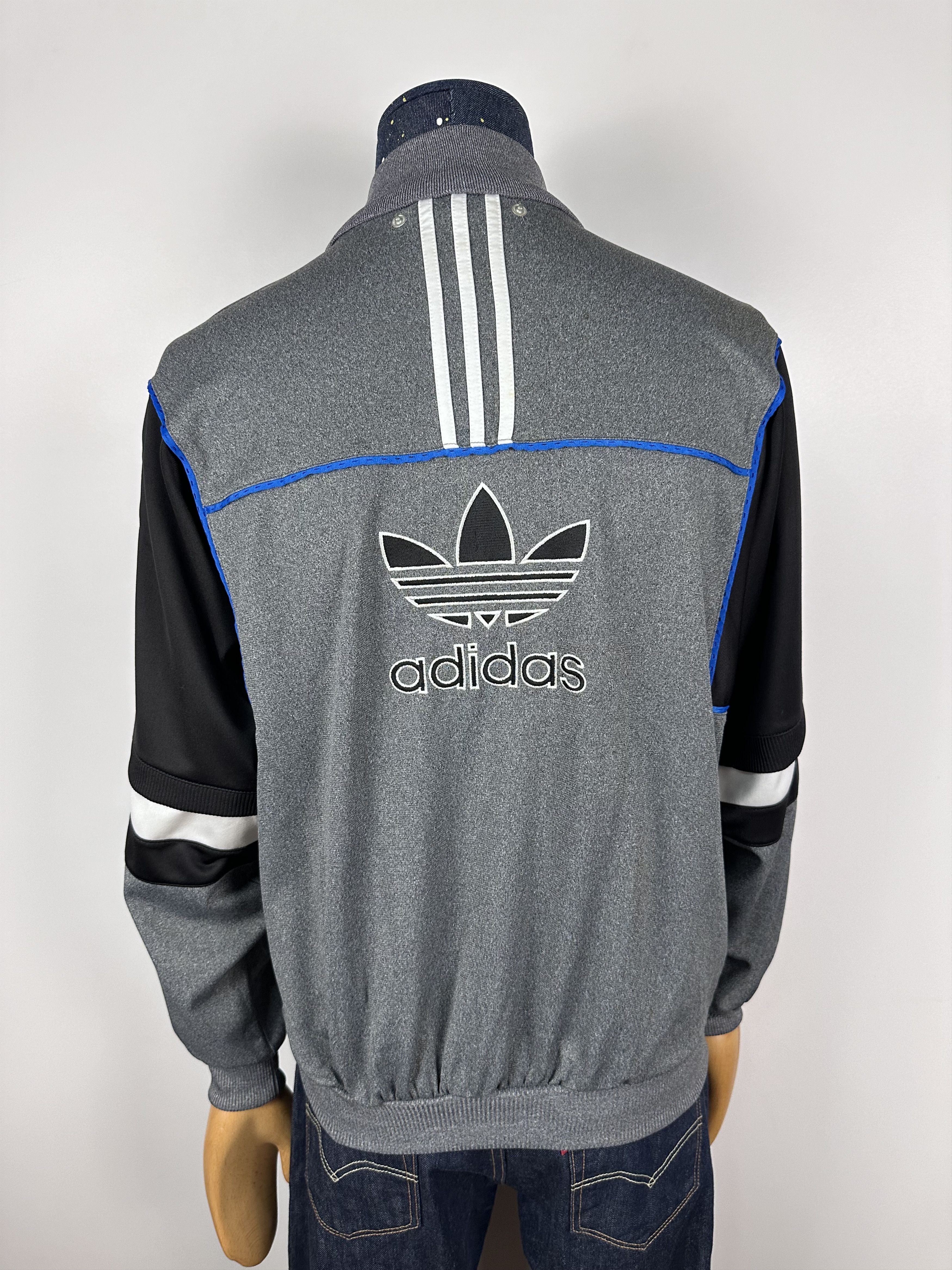 Adidas × Vintage Adidas Vintage 90s Gray Blue Track Tracksuit Top Jacket Size US M / EU 48-50 / 2 - 8 Thumbnail