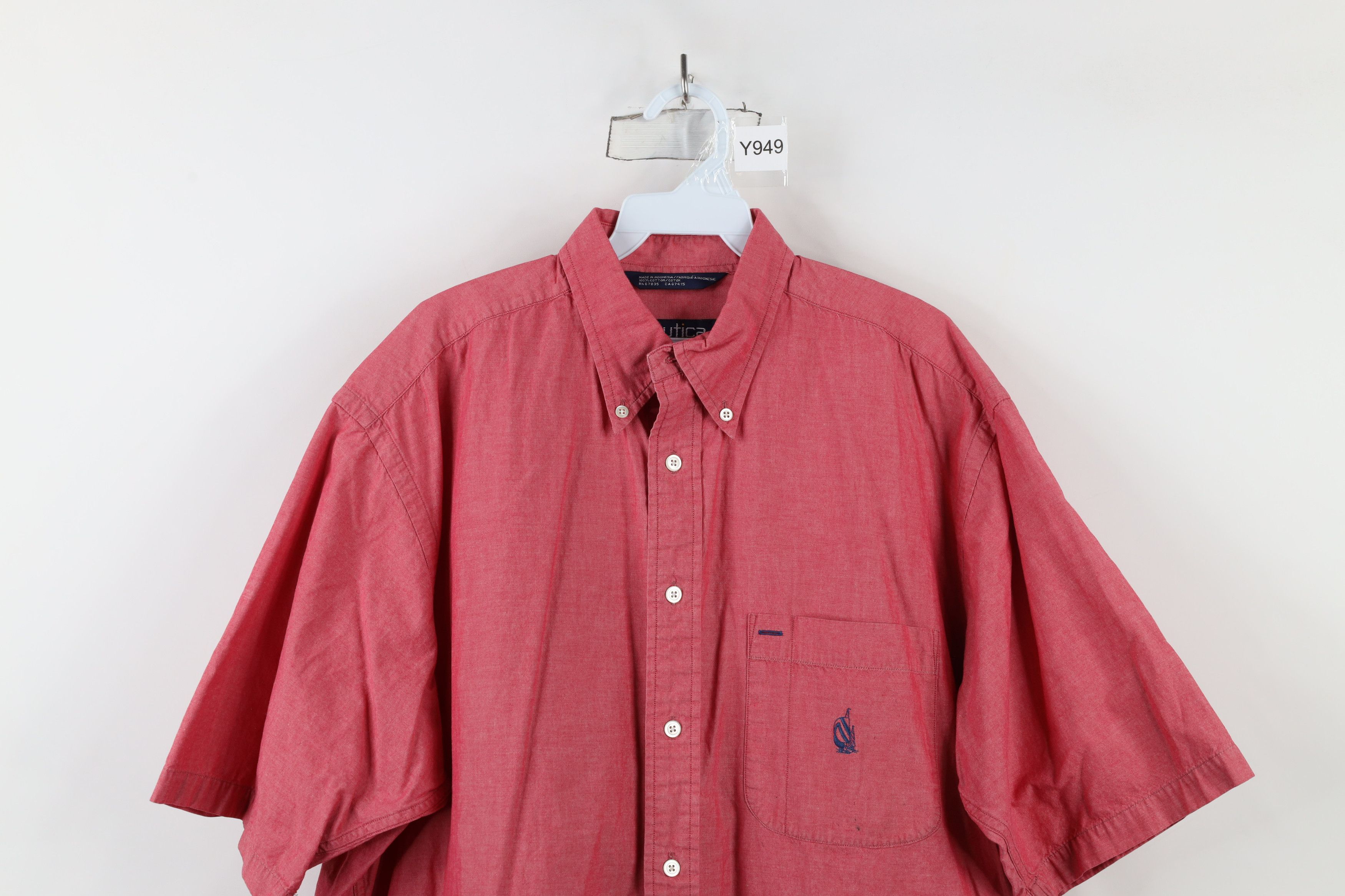 Nautica × Vintage Vintage 90s Nautica Chambray Short Sleeve Button Down Shirt Size US L / EU 52-54 / 3 - 2 Thumbnail