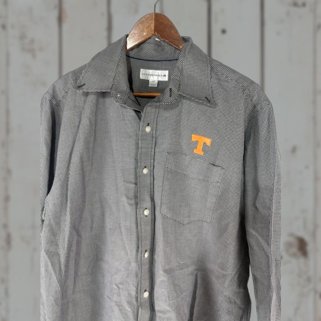 Cutter & Buck Cutter & Buck Button Up Shirt Men’s L Black/White Check-ered 100% Cotton Embroidered T On Left Chest Pockets Size US L / EU 52-54 / 3 - 1 Thumbnail