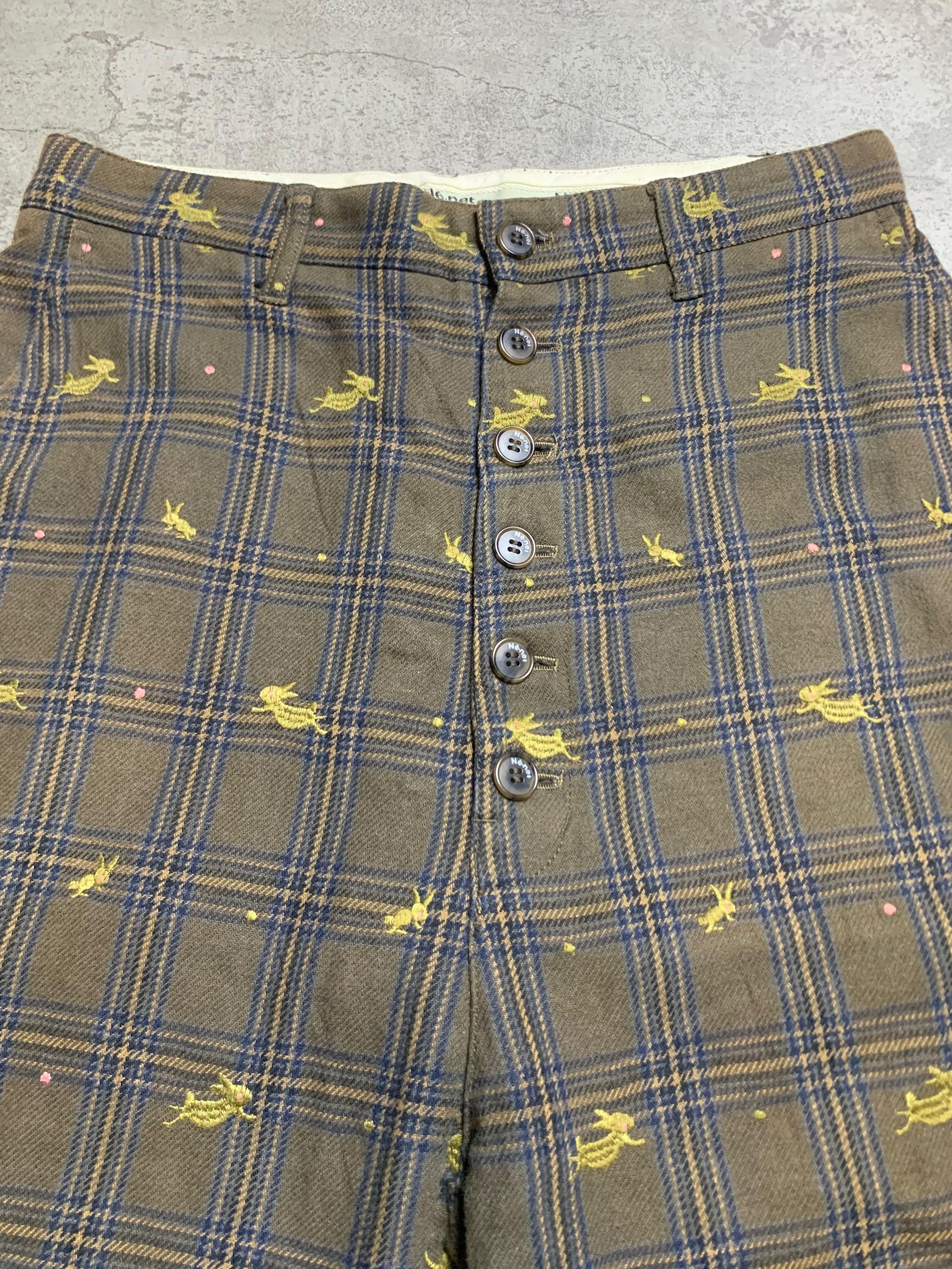 Issey Miyake 2000s Ne-net by Issey Miyake Plaid Embroidery Motif Pants Size US 32 / EU 48 - 4 Thumbnail