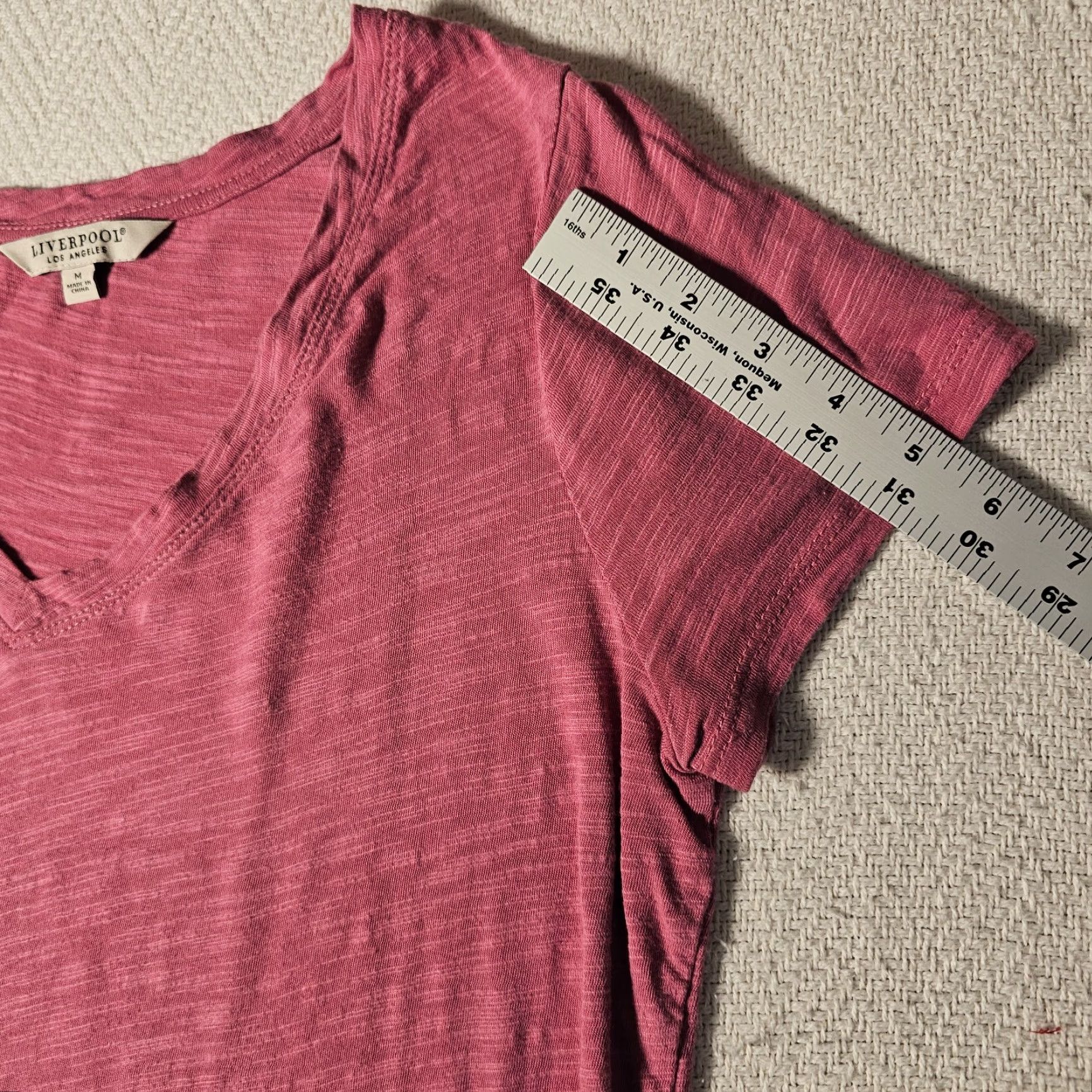 Vintage Liverpool T Shirt Women M Pink Rose Knit Cotton Modal Off Shoulder Slub Cap Sleeve Casual Basic Size M / US 6-8 / IT 42-44 - 6 Thumbnail