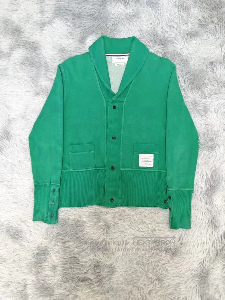 Thom Browne Thom Browne Bamboo Leaf Green Knitted Collar Cardigan Size US L / EU 52-54 / 3 - 1 Thumbnail