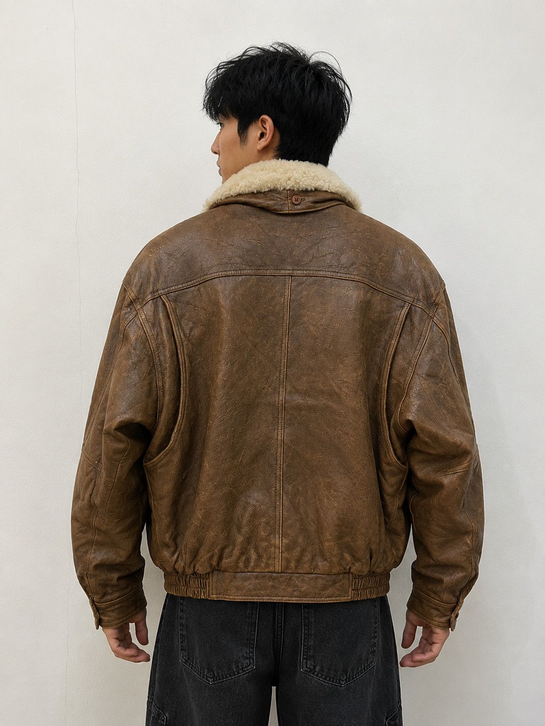 Japanese Brand Vintage 80s Japanese Brand Sherpa Aviator Leather Jacket Size US L / EU 52-54 / 3 - 2 Thumbnail
