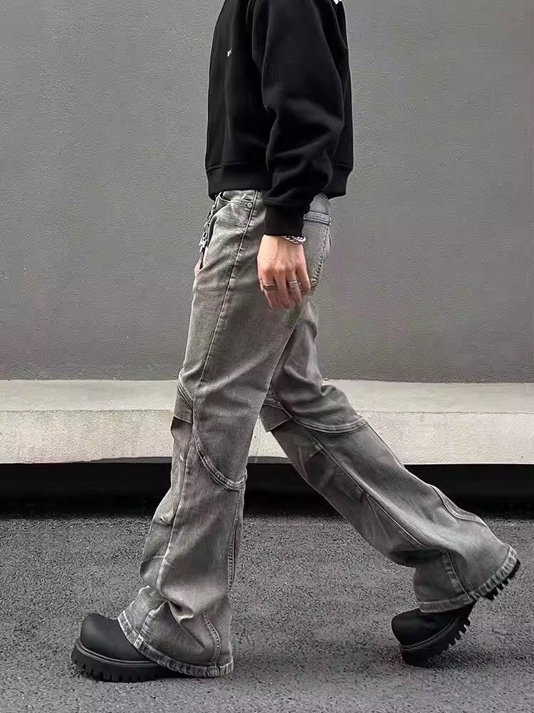 Japanese Brand × Vintage Ropa Y2K Streetwear Vintage Grey Pleated Flare Jeans Pants Size US 33 - 8 Thumbnail